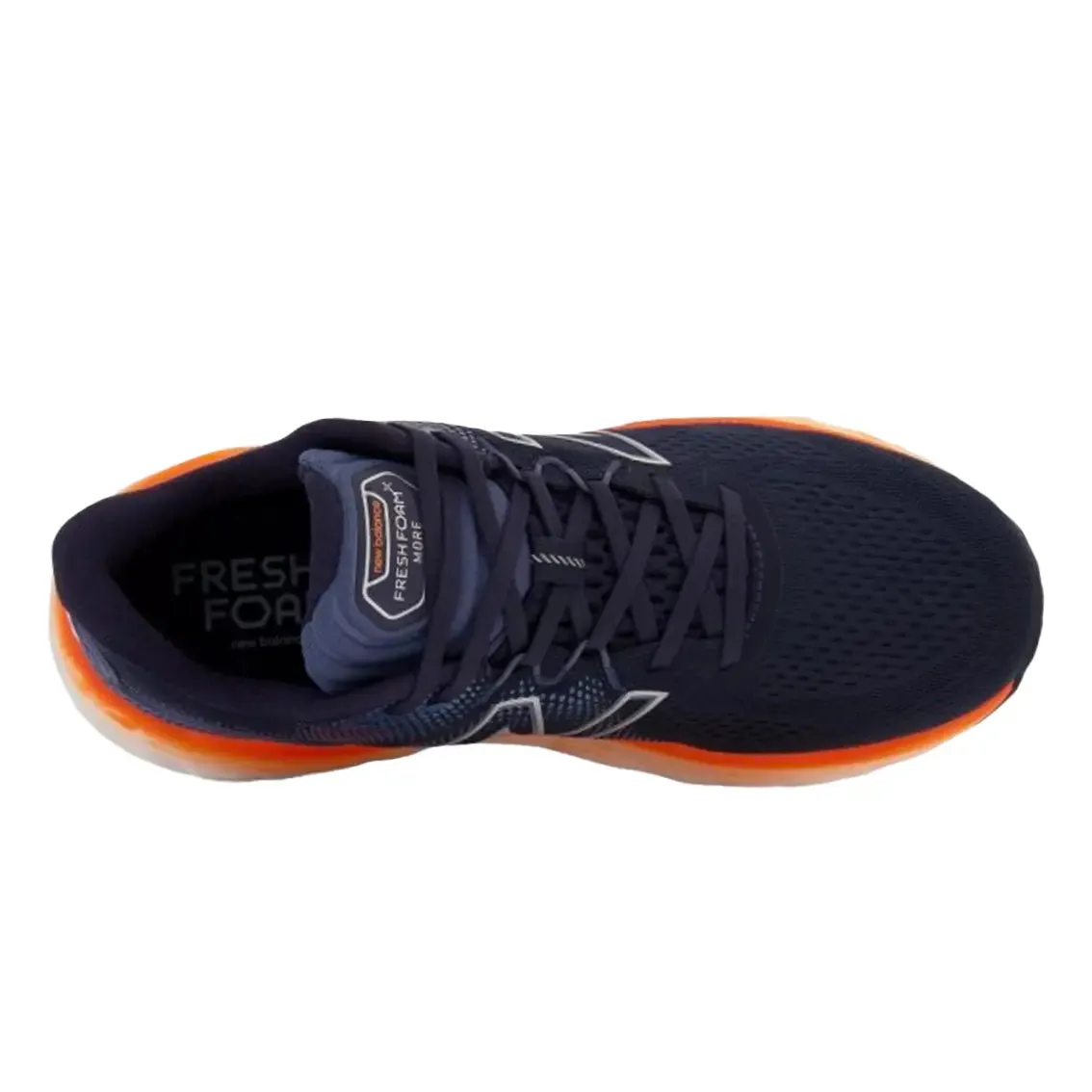 Geometric Flex Grooves Cushioned Footbed Mens New Balance Fresh Foam X More v3 - Eclipse / Vibrant Orange