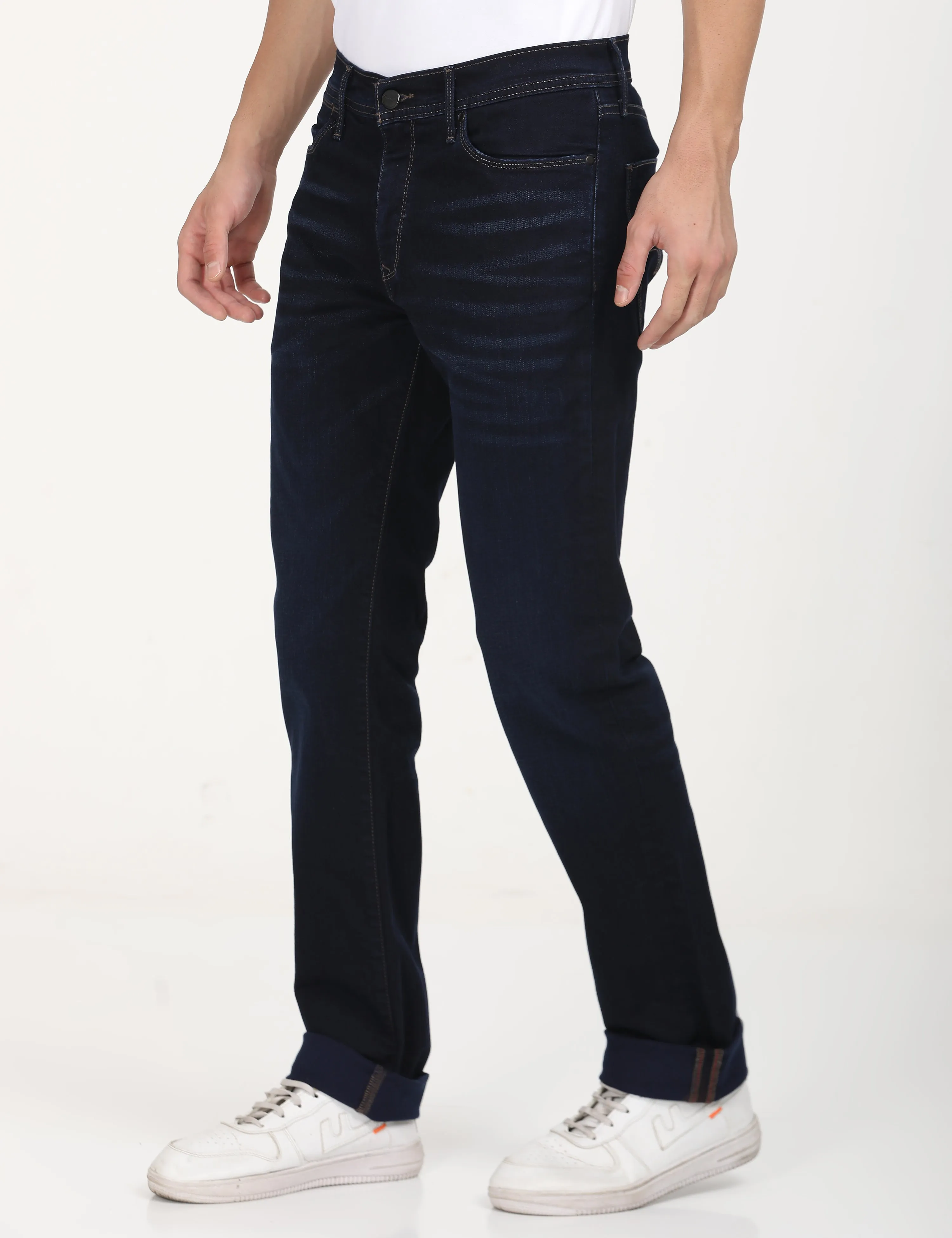 Men's Redloop 511 Dark Blue Slim Fit Mid Rise Jeans Morning Stroll Music Event Office Wear
