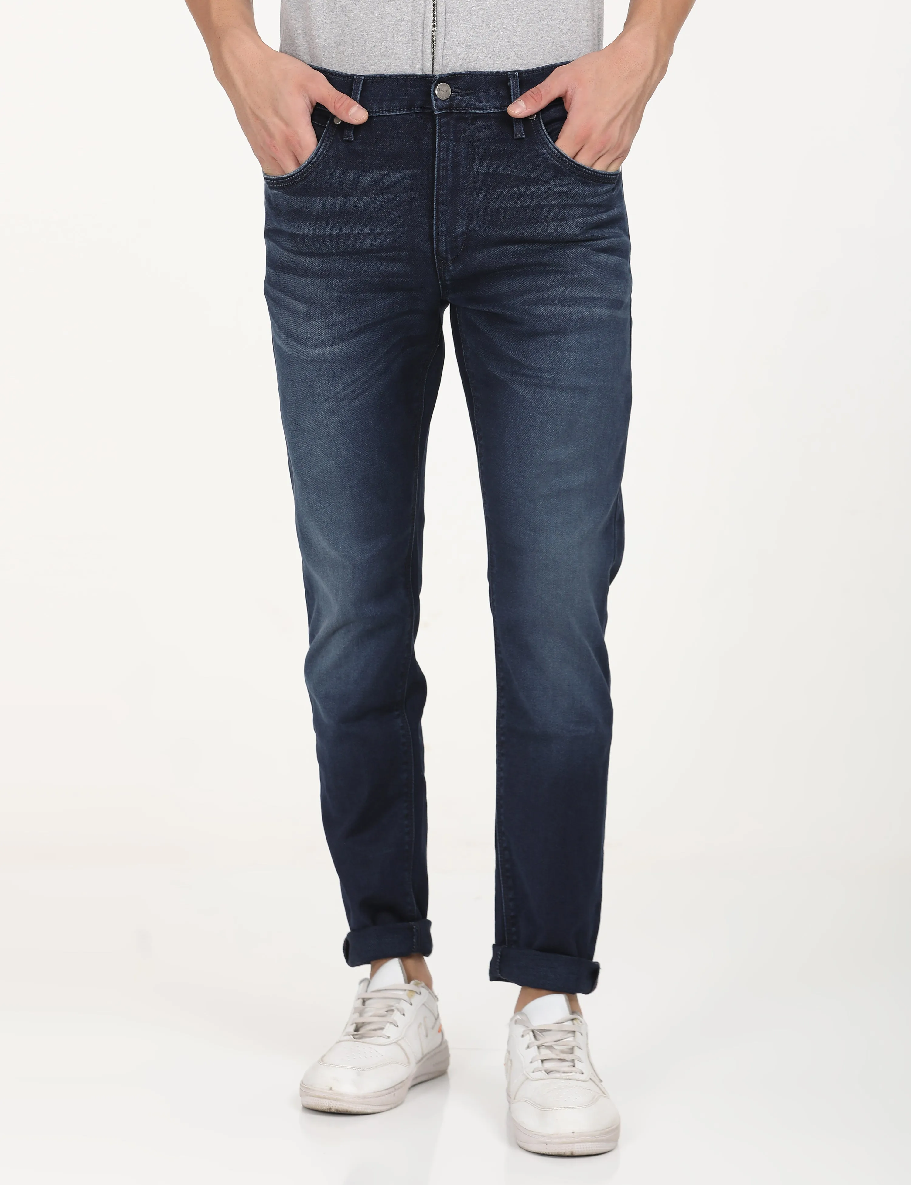 Timeless Piece Wardrobe Fit Men's Redloop 512 Navy Blue Slim Tapered Fit Mid Rise Jeans