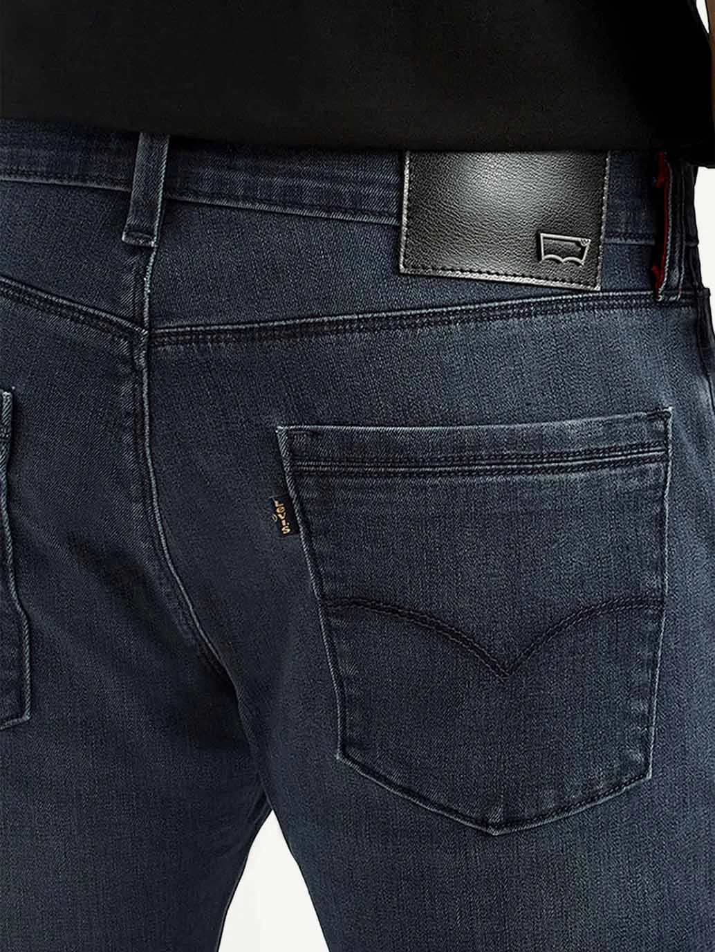 Street Essential Men's Redloop 513 Dark Indigo Slim Straight Fit Mid Rise Jeans