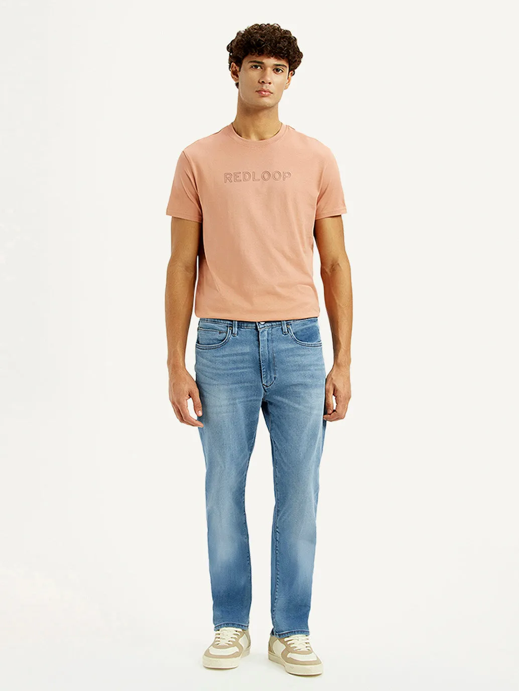 Men's Redloop 513 Light Blue Slim Straight Fit Mid Rise Jeans Casual Friday Urban Explorer Sharp Edge