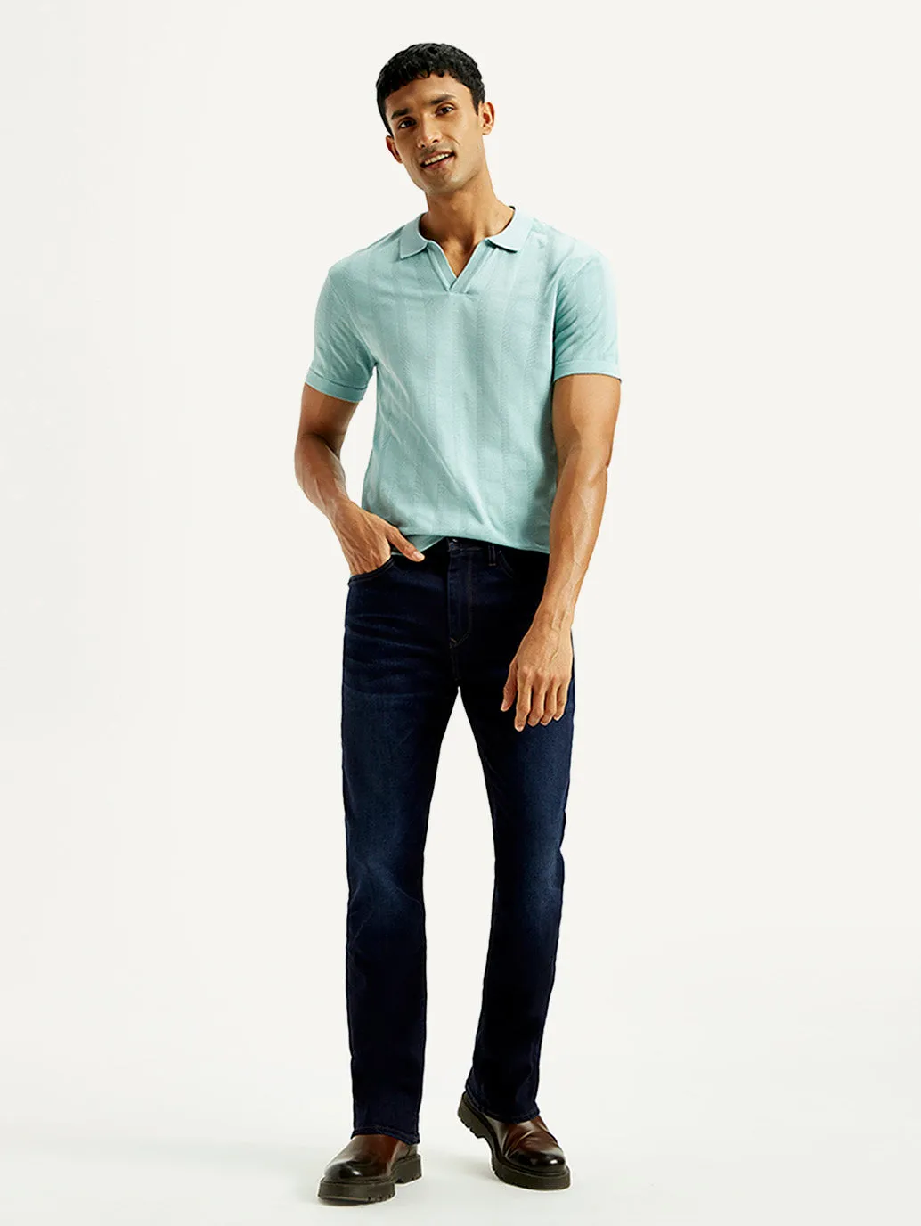 Affordable Autumn Days Breathable Elegant Bold Look Men's Redloop 527 Med Indigo Bootcut Fit Mid Rise Jeans