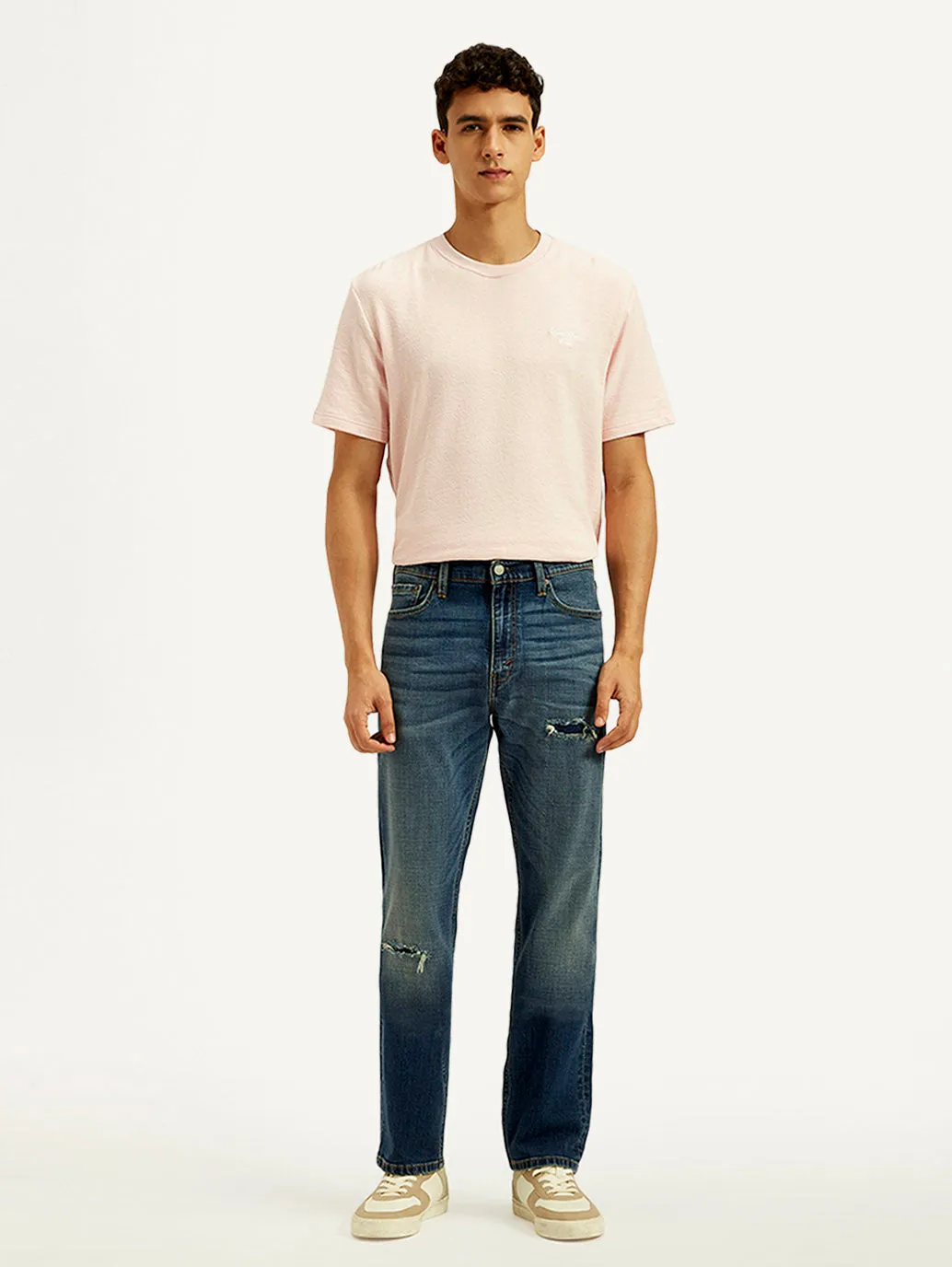 Men's Tinted 513 Med Indigo Slim Straight Fit Mid Rise Jeans Versatile Design