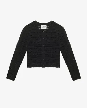 AJALINE CARDIGAN Ribbed Collar Detail