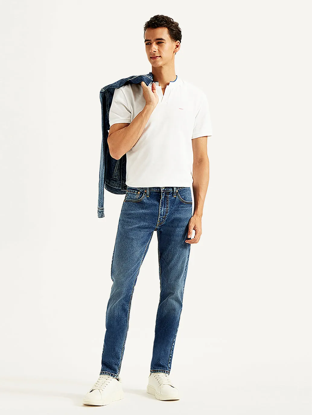 Perfect Basic Color Lock Technology Men's 512 Blue Slim Tapered Fit Mid Rise Jeans