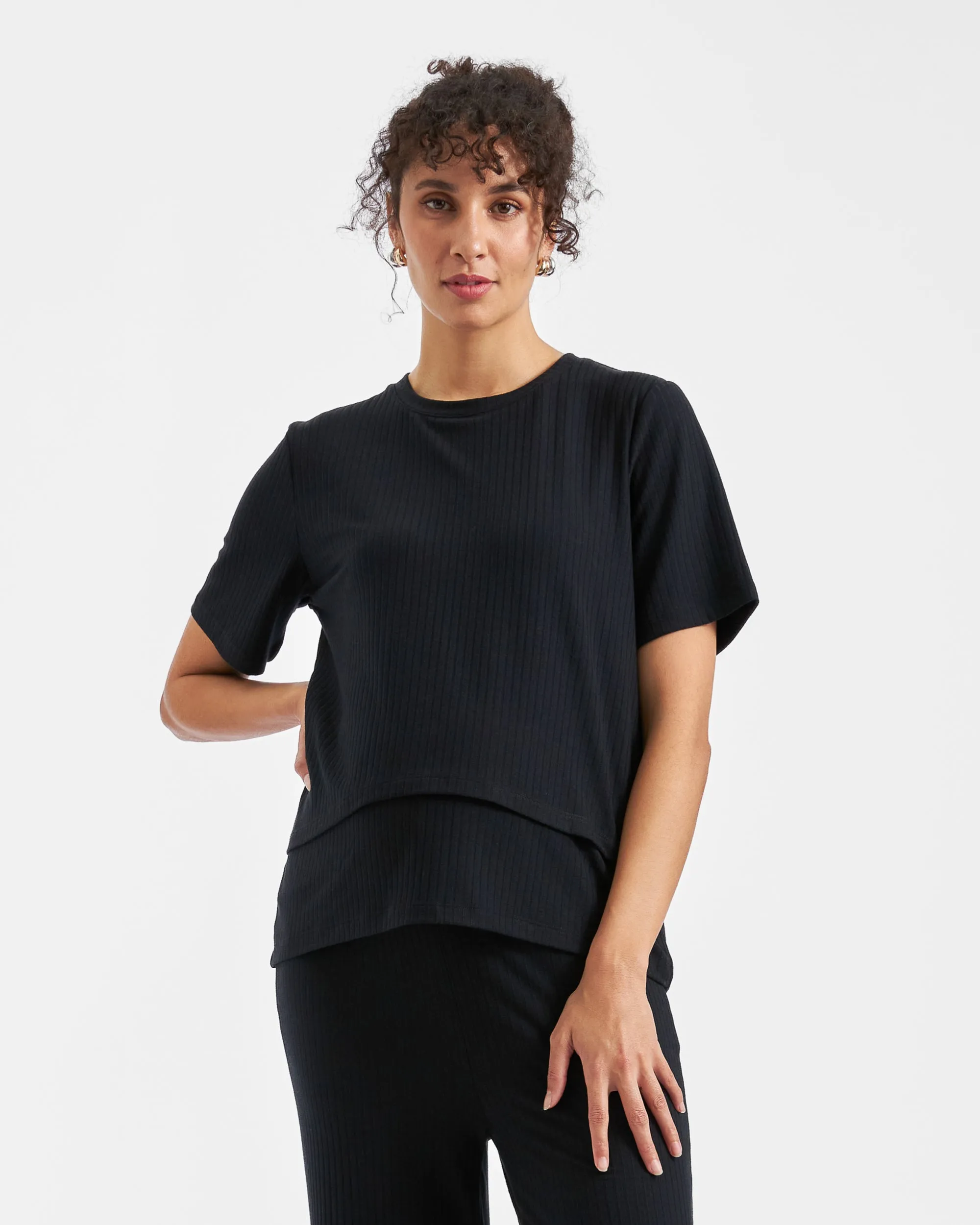 skin care safe Mike Rib Nursing Top  Black
