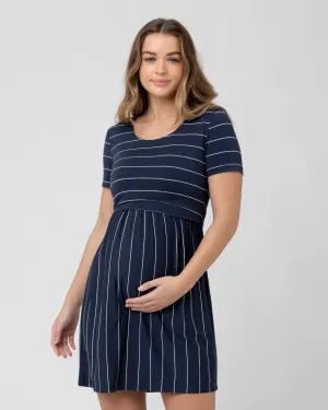 Crop Top Nursing Dress Indigo / White jogging mom