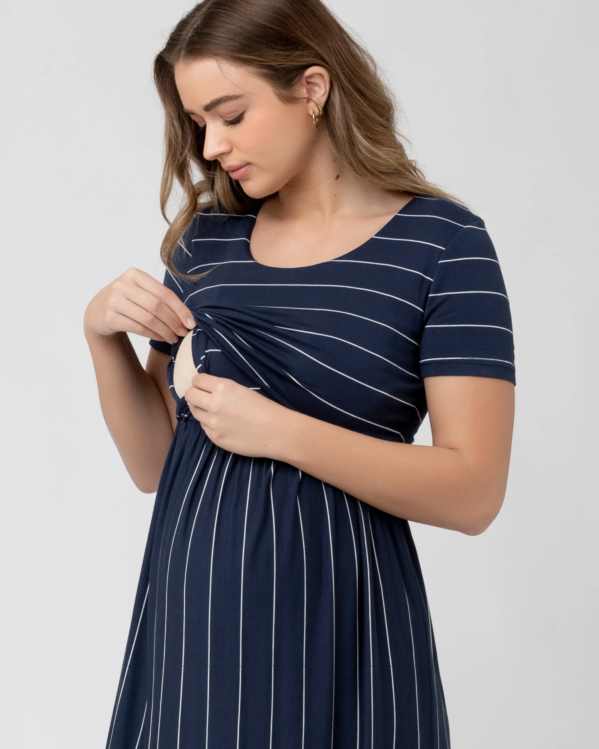maternity swimwear pregnancy chic Crop Top Nursing Dress Indigo / White