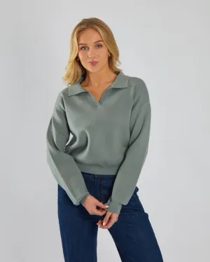 Milou Knit Sage Leaf WideRibbed Texture Quick Fit