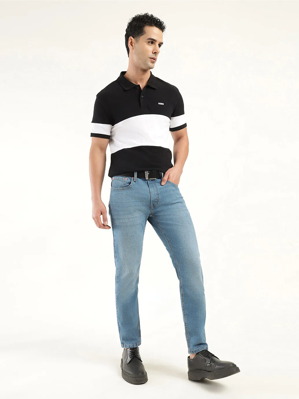 Textured Loose Luxury Men's 512 Indigo Slim Tapered Fit Mid Rise Jeans