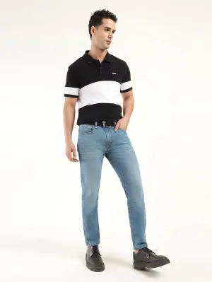 Textured Loose Luxury Men's 512 Indigo Slim Tapered Fit Mid Rise Jeans