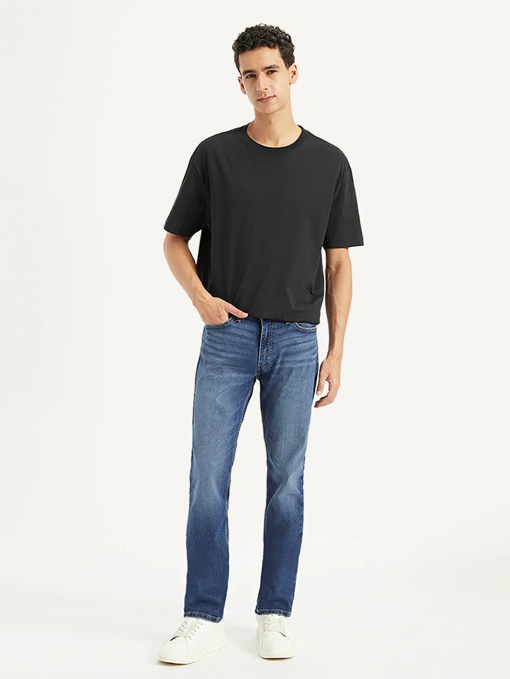 Contemporary Cut Festival Outfit Minimalist Style Men's 511 Blue Slim Fit Mid Rise Jeans