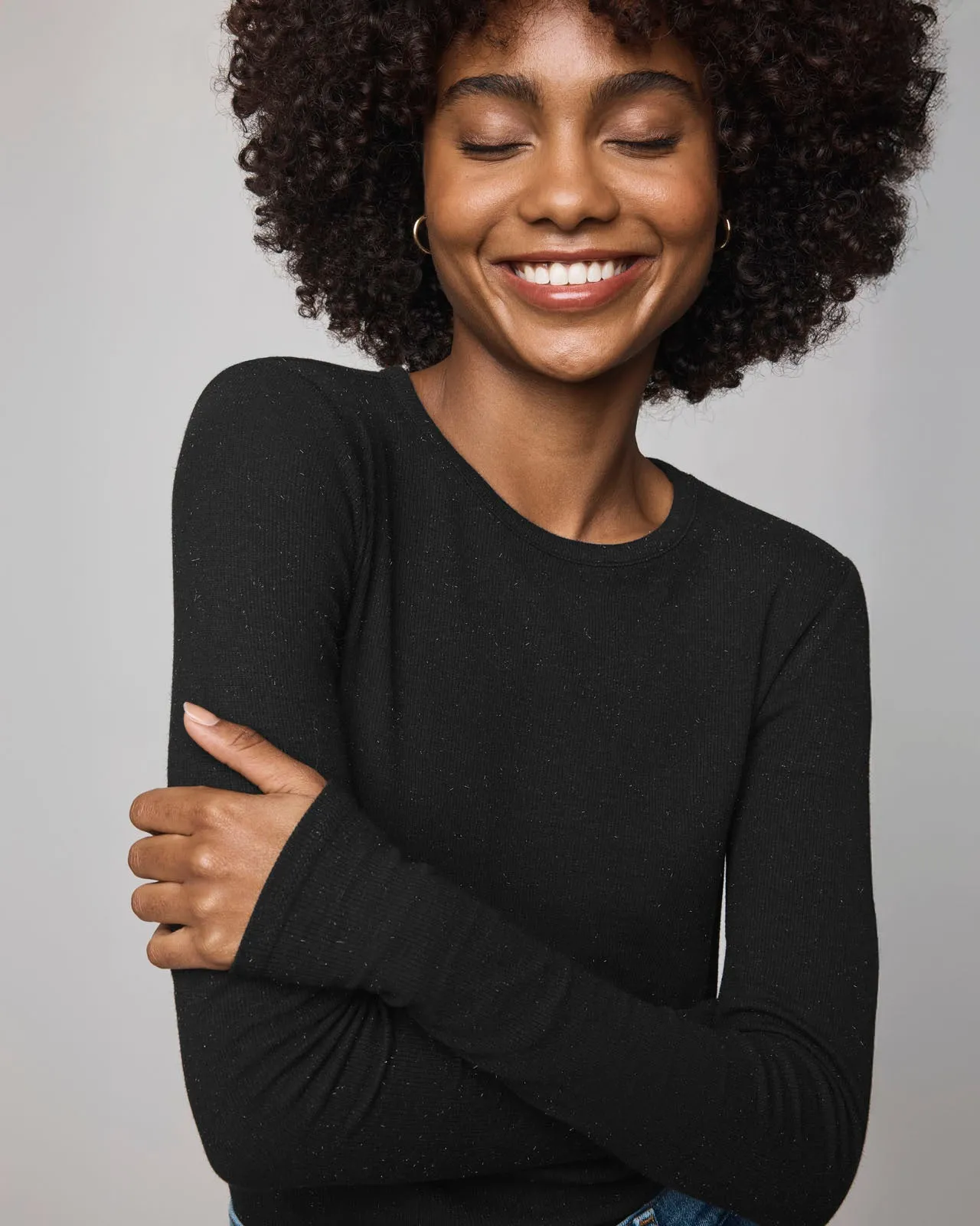 NoSideSeam Isabella Eyelash Shimmer Long Sleeve Tee