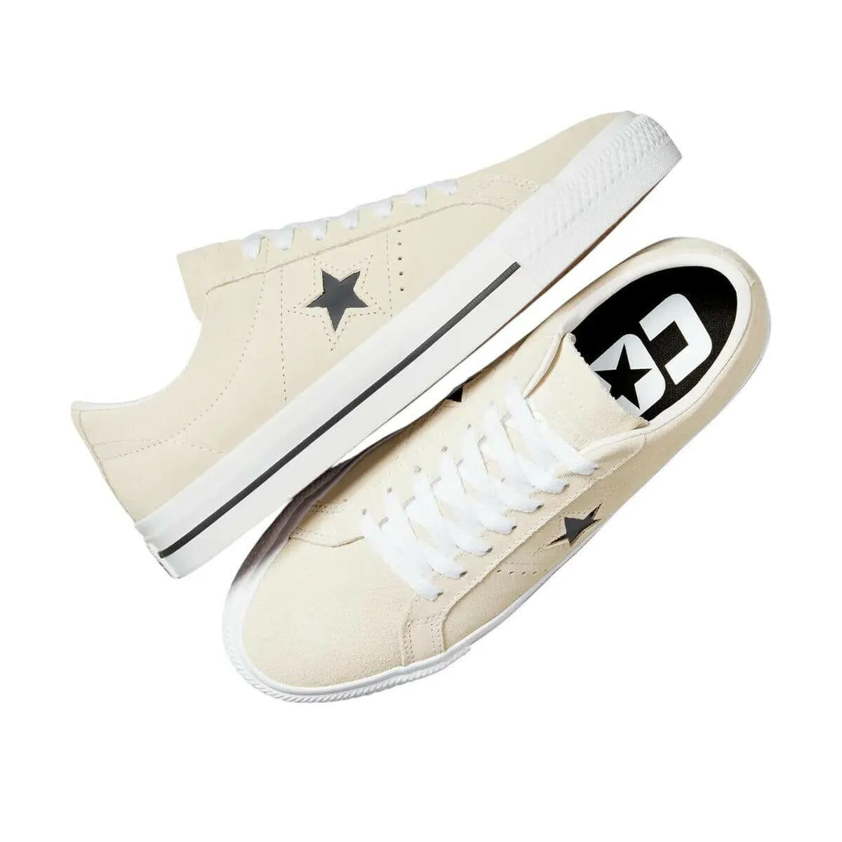 Classic Build HeelCushion Converse - One Star Pro Shoes Egret/White/Black