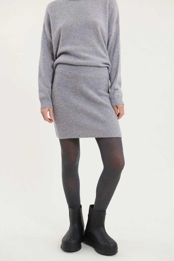Lise Short Skirt - Light Grey Mel. Multi Panel