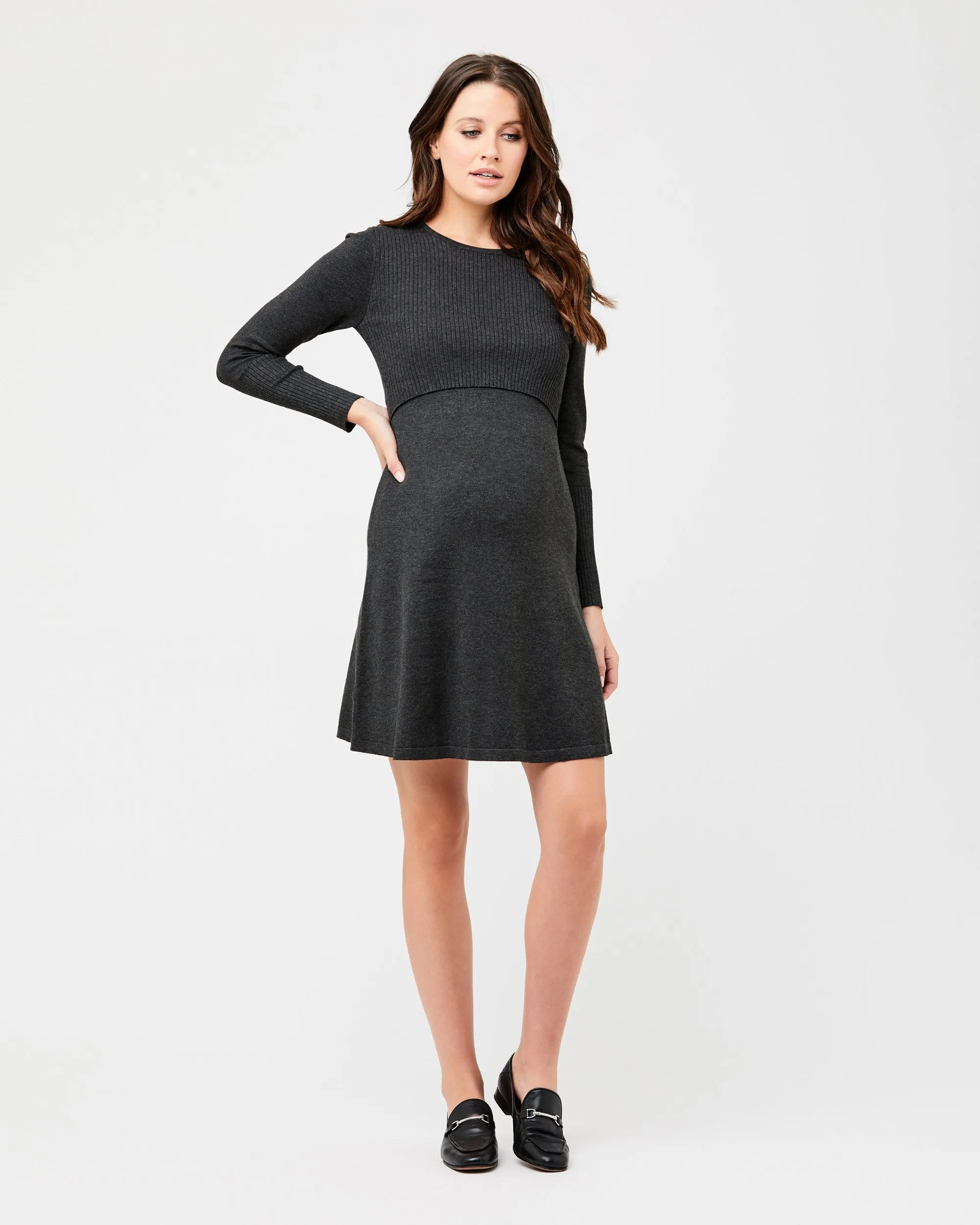 baby registry Molly Knit Nursing Dress Charcoal Marle