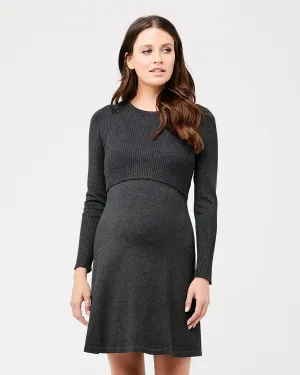 Molly Knit Nursing Dress Charcoal Marle Wrinkle Resistant