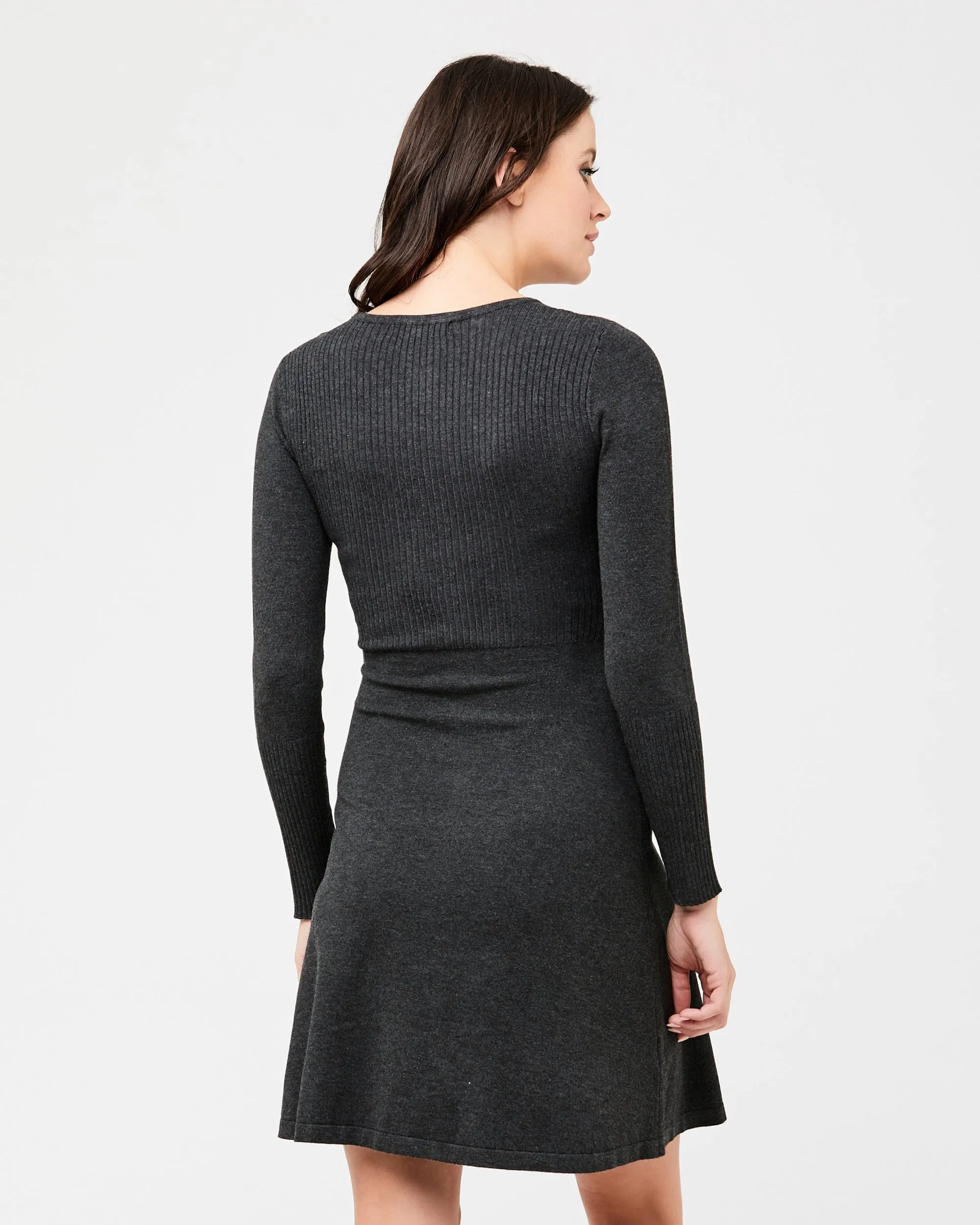 Non-restrictive Modern Design Molly Knit Nursing Dress Charcoal Marle
