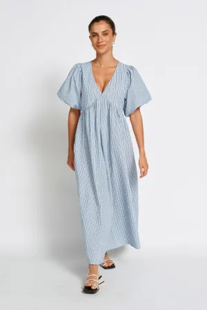 baby registry Cooling Panel Nara Babydoll Midi Dress - Blue / Black