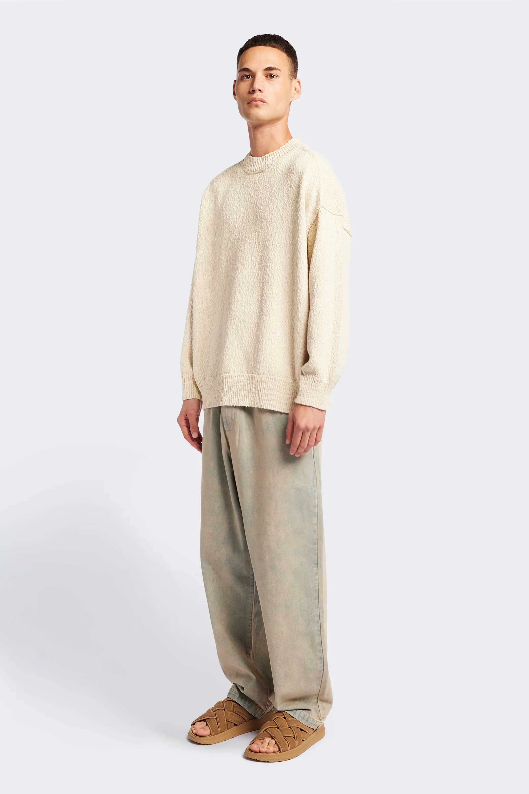 Hill Slub Sweater Ecru Closet Essential Cashmere Blend