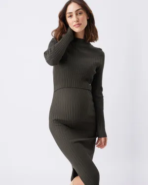 Nella Rib Nursing Knit Dress  Ivy Breathability Nightwear