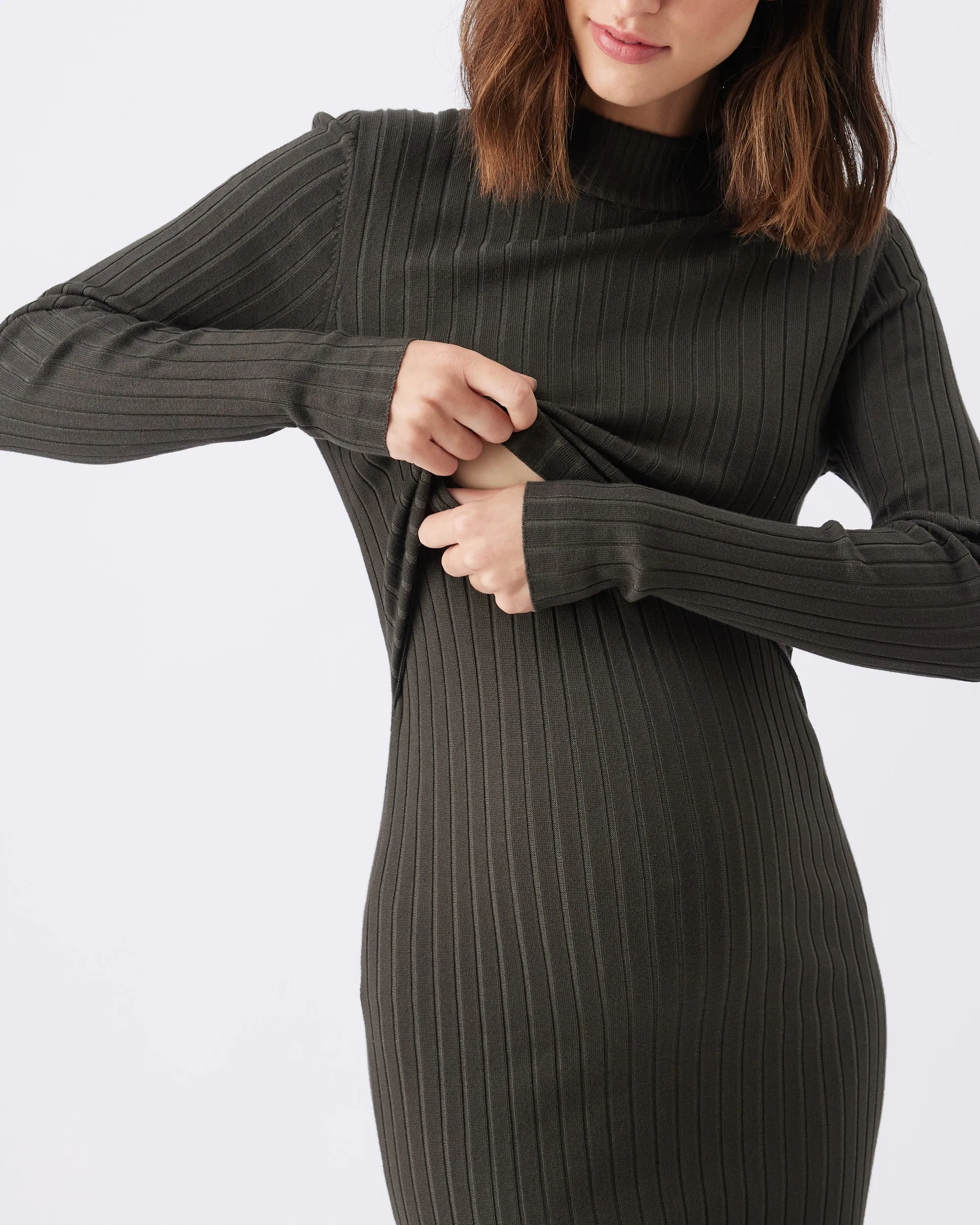 Nella Rib Nursing Knit Dress  Ivy postpartum phase