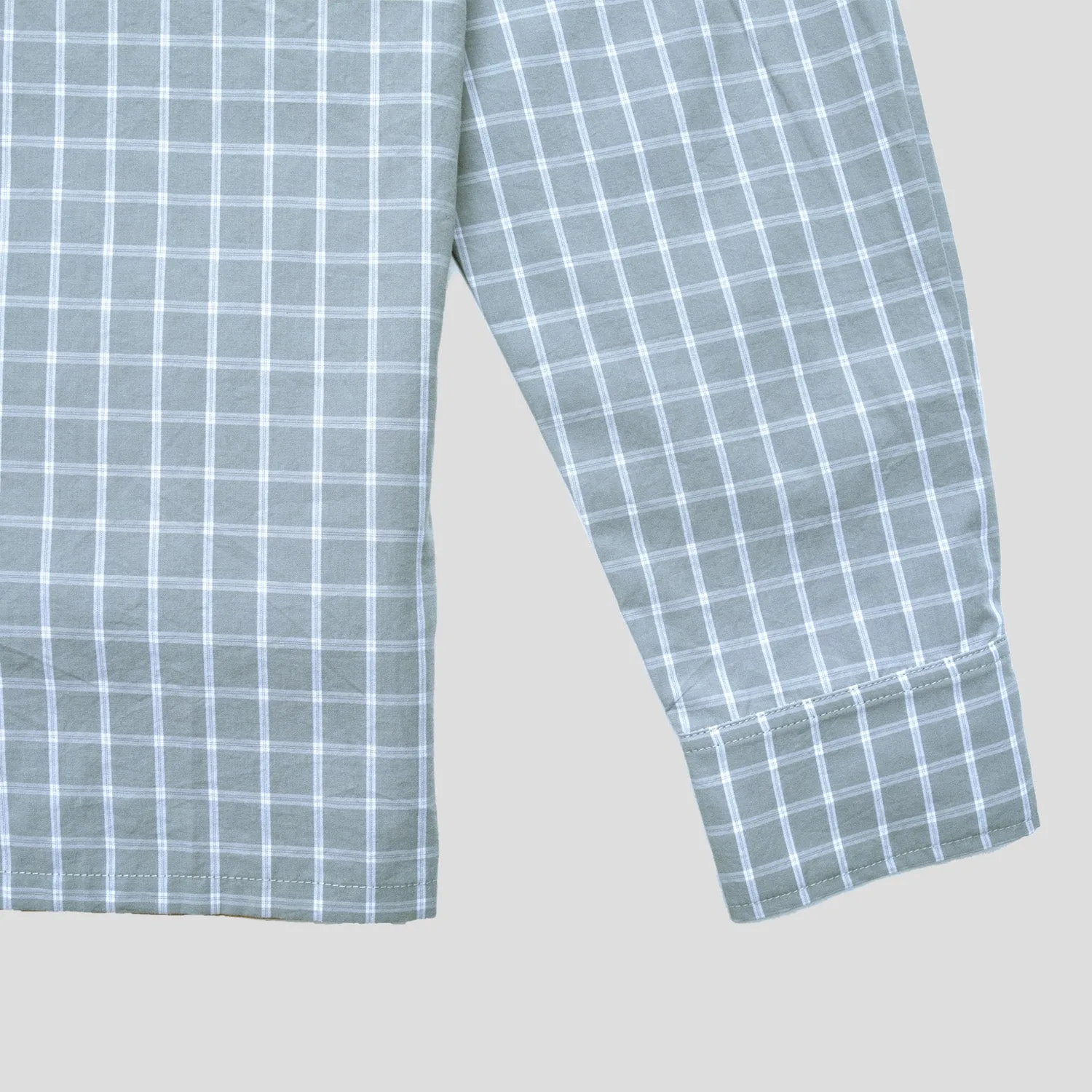 Pass~Port Workers Check Shirt Long Sleeve - Stone Casual Day Classic Appeal