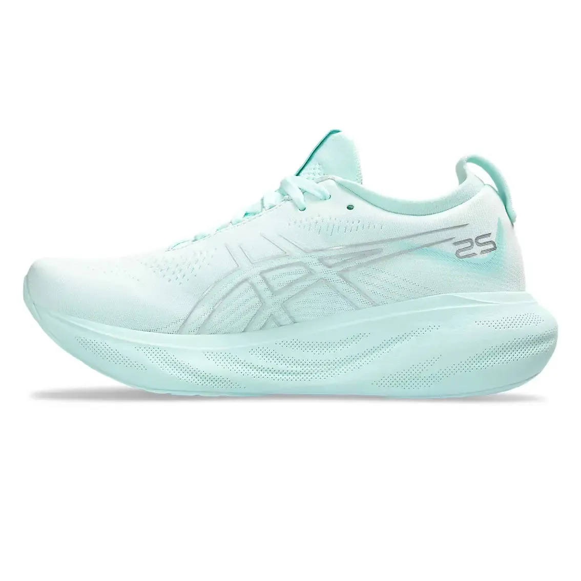 Energy Return System Womens ASICS GEL-Nimbus 25 - Soothing Sea / Pure Silver