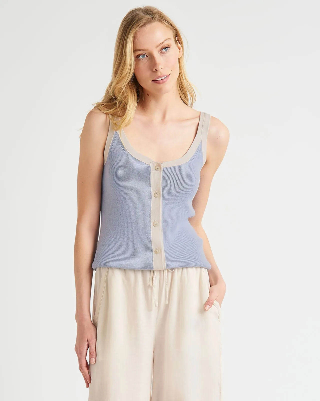 Nevin Contrast Sweater Tank Comfy Stretch