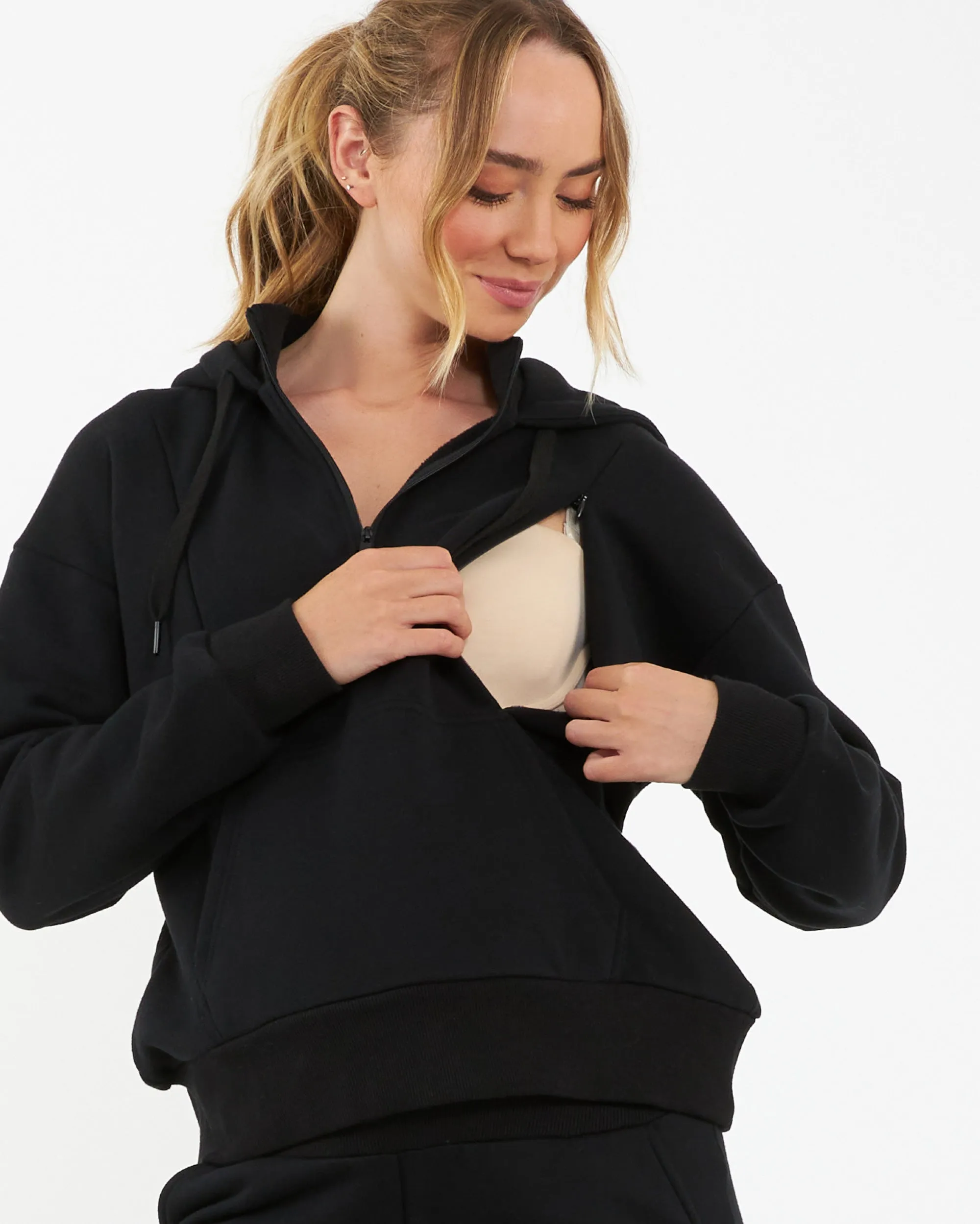 Stretch Fabric Nicky Nursing Hoodie  Black