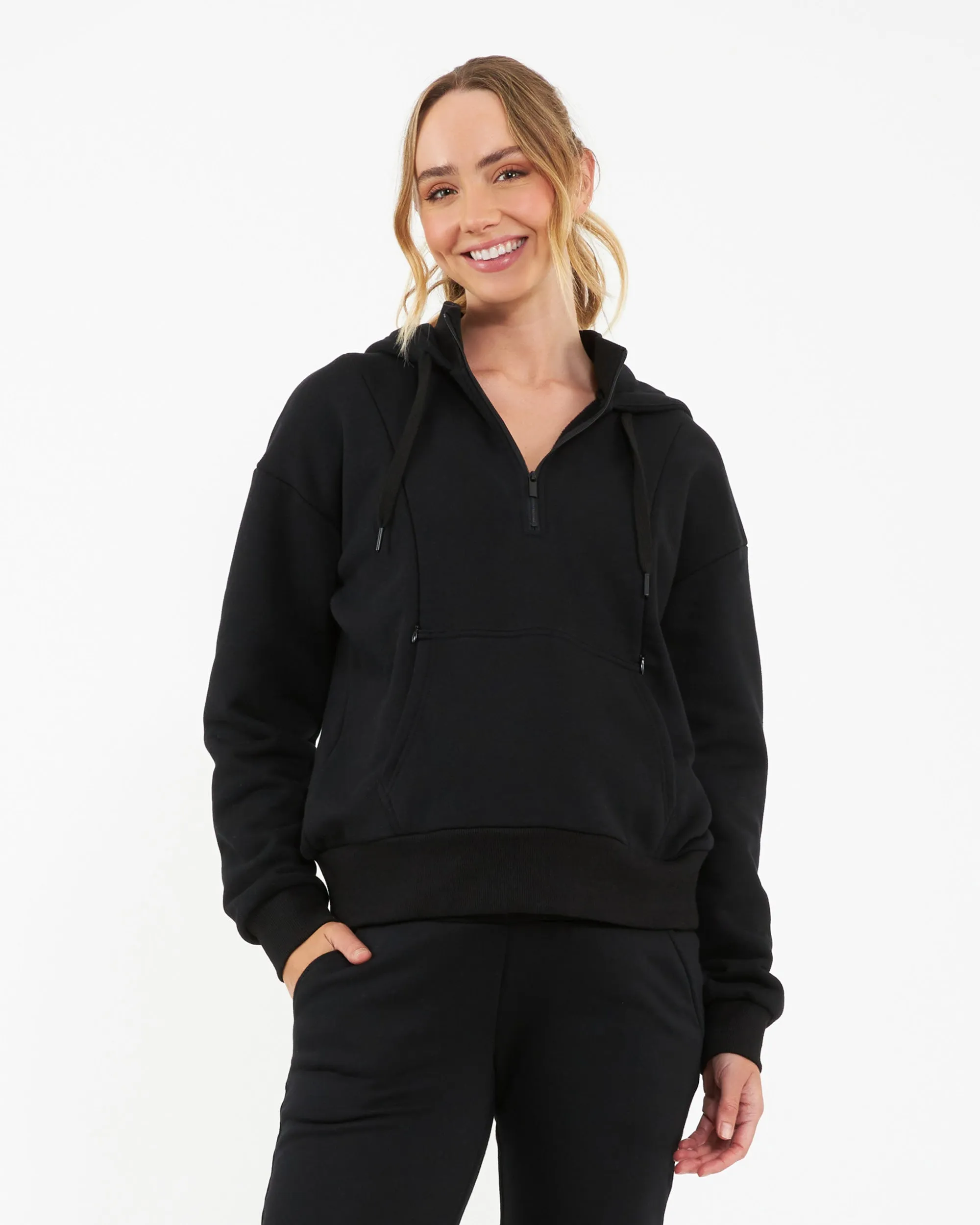 Odor control Button front Nicky Nursing Hoodie  Black