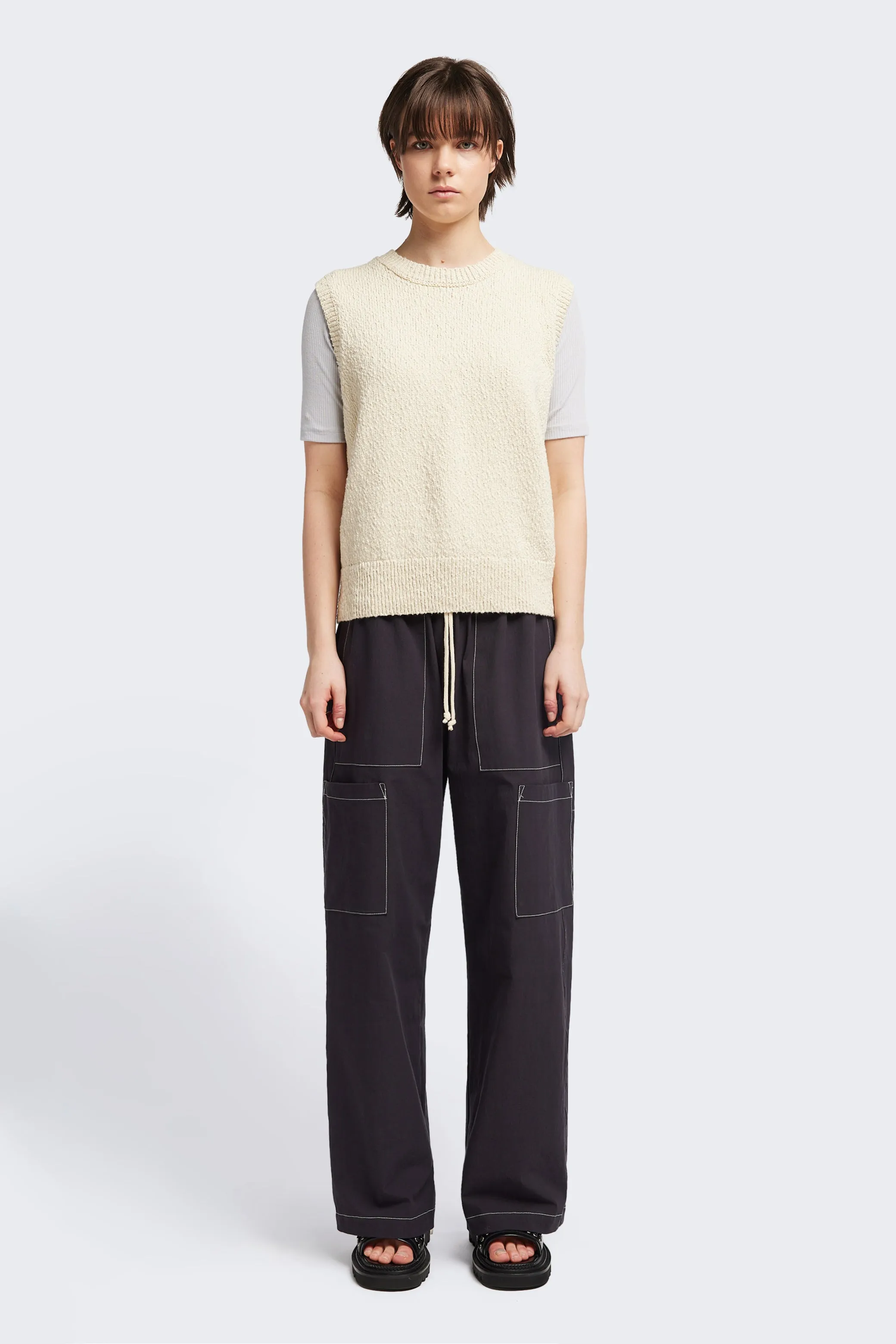 Picknicker Knit Vest Ecru LowMaintenance Care Colorfast Dyed Knit