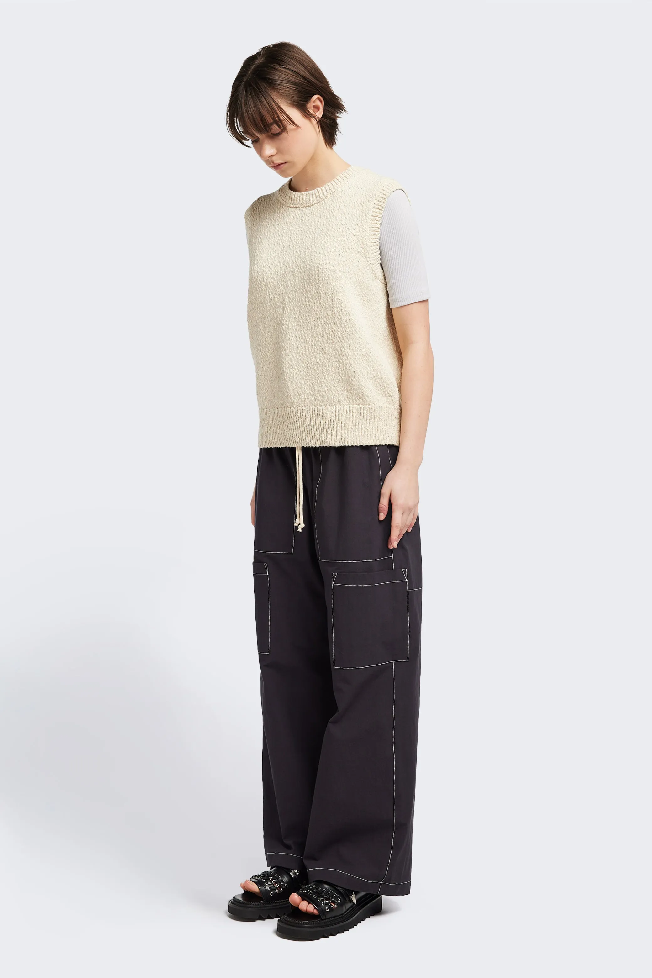 Picknicker Knit Vest Ecru Colorfast Technology