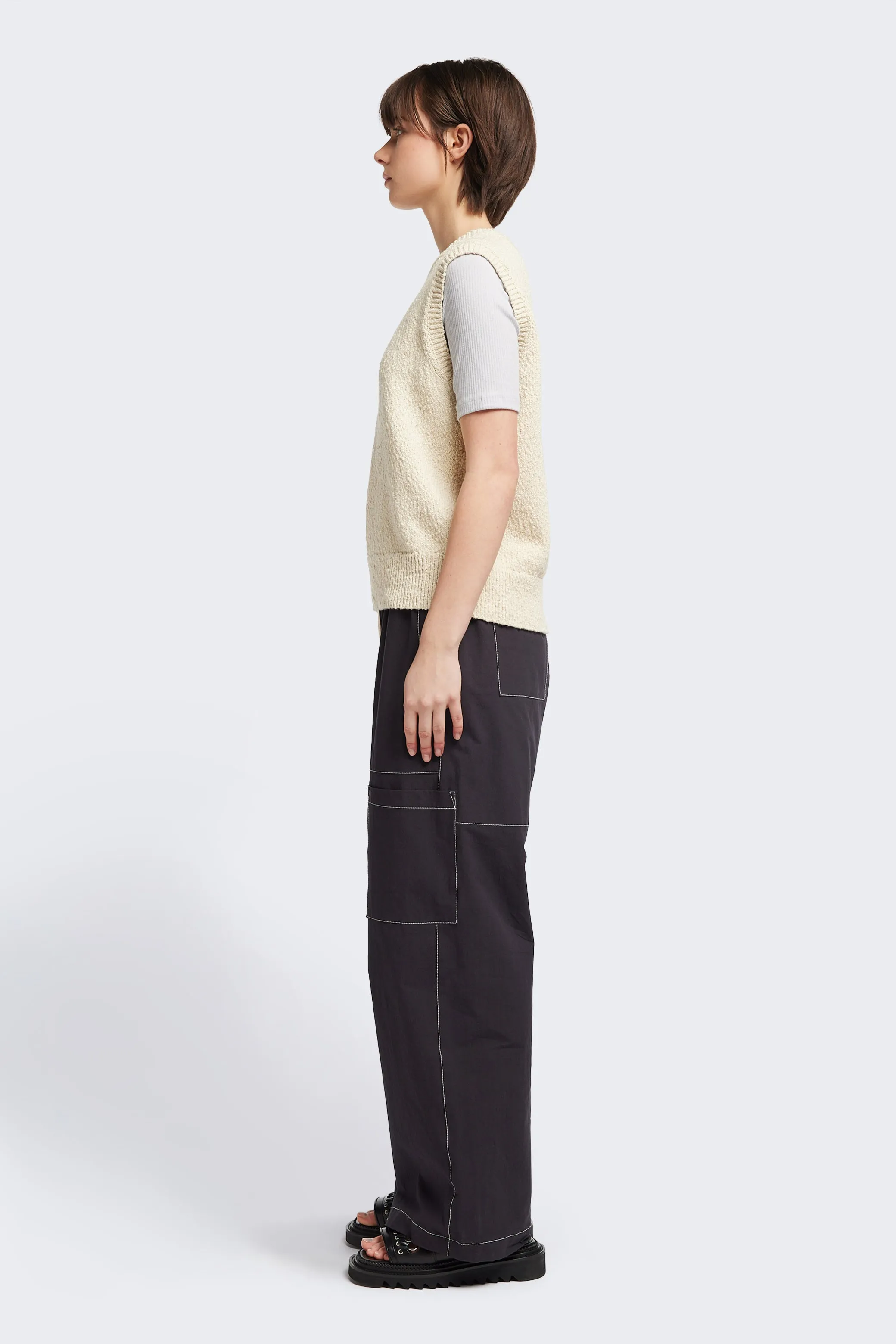 Picknicker Knit Vest Ecru ShrinkResistant Weave Low Impact Manufacturing