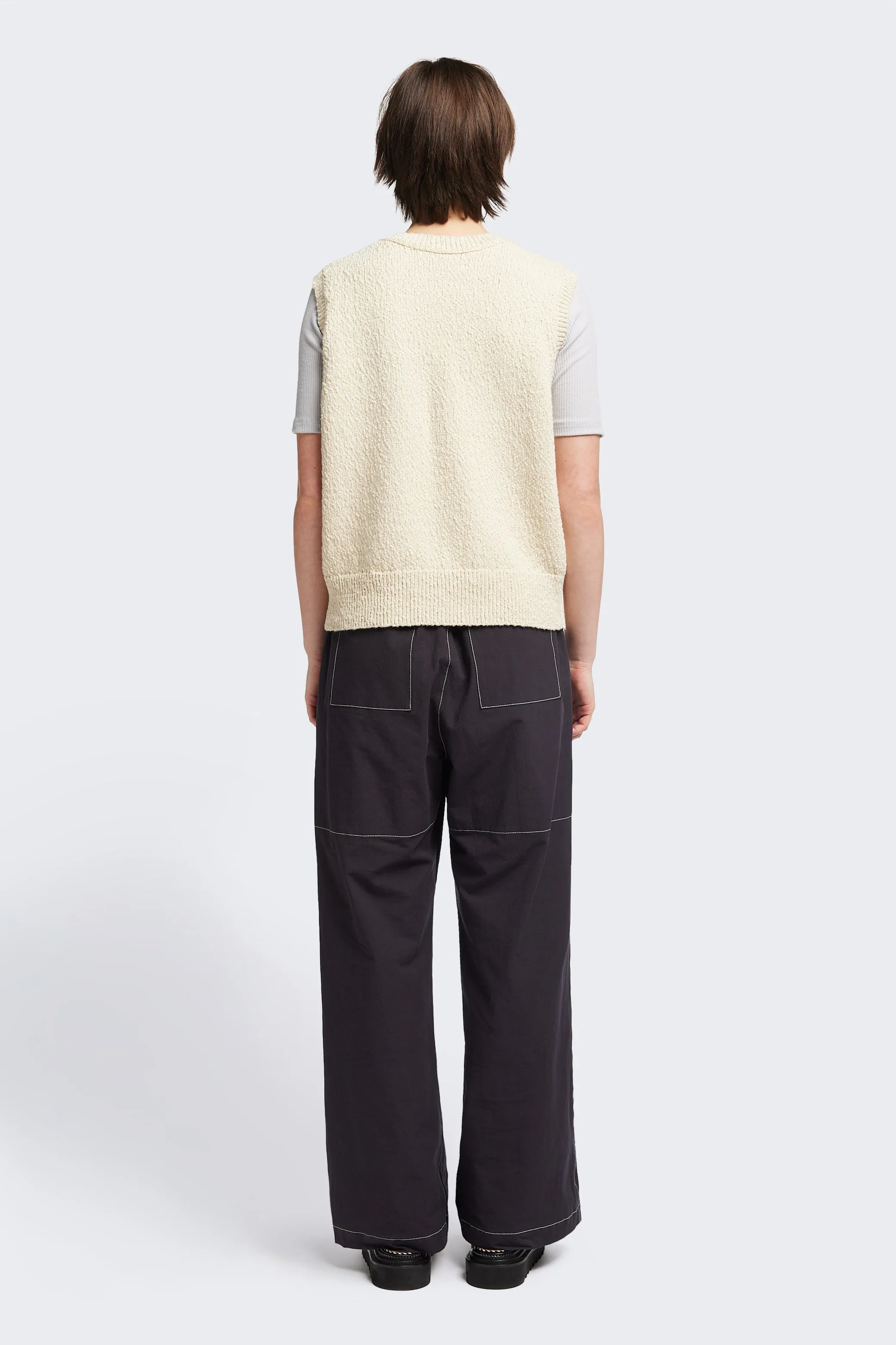 LowProfile Stitching City Casual Style Picknicker Knit Vest Ecru