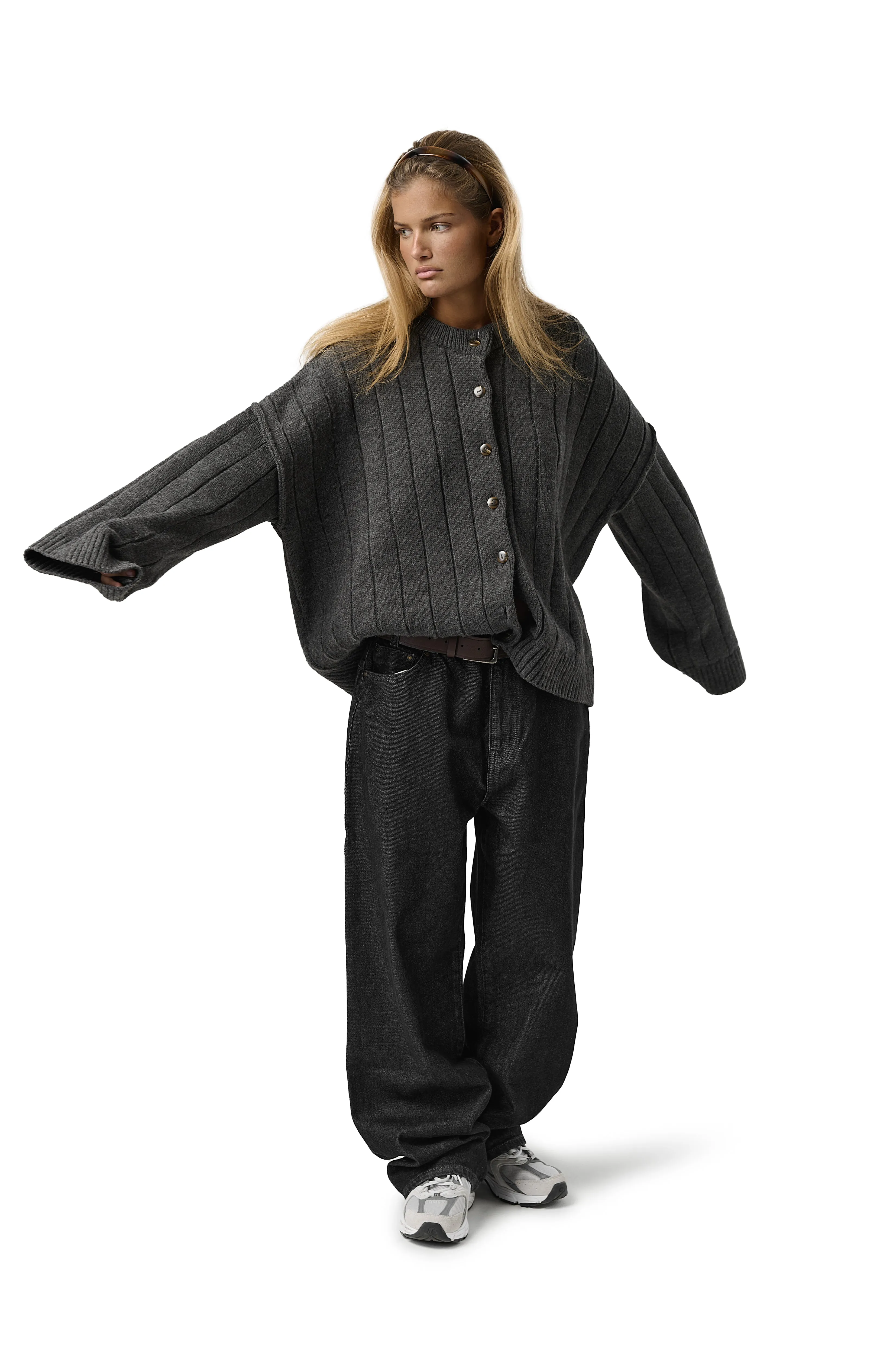 Bryant Button Cardigan in Charcoal Daily Favorite Soft Material