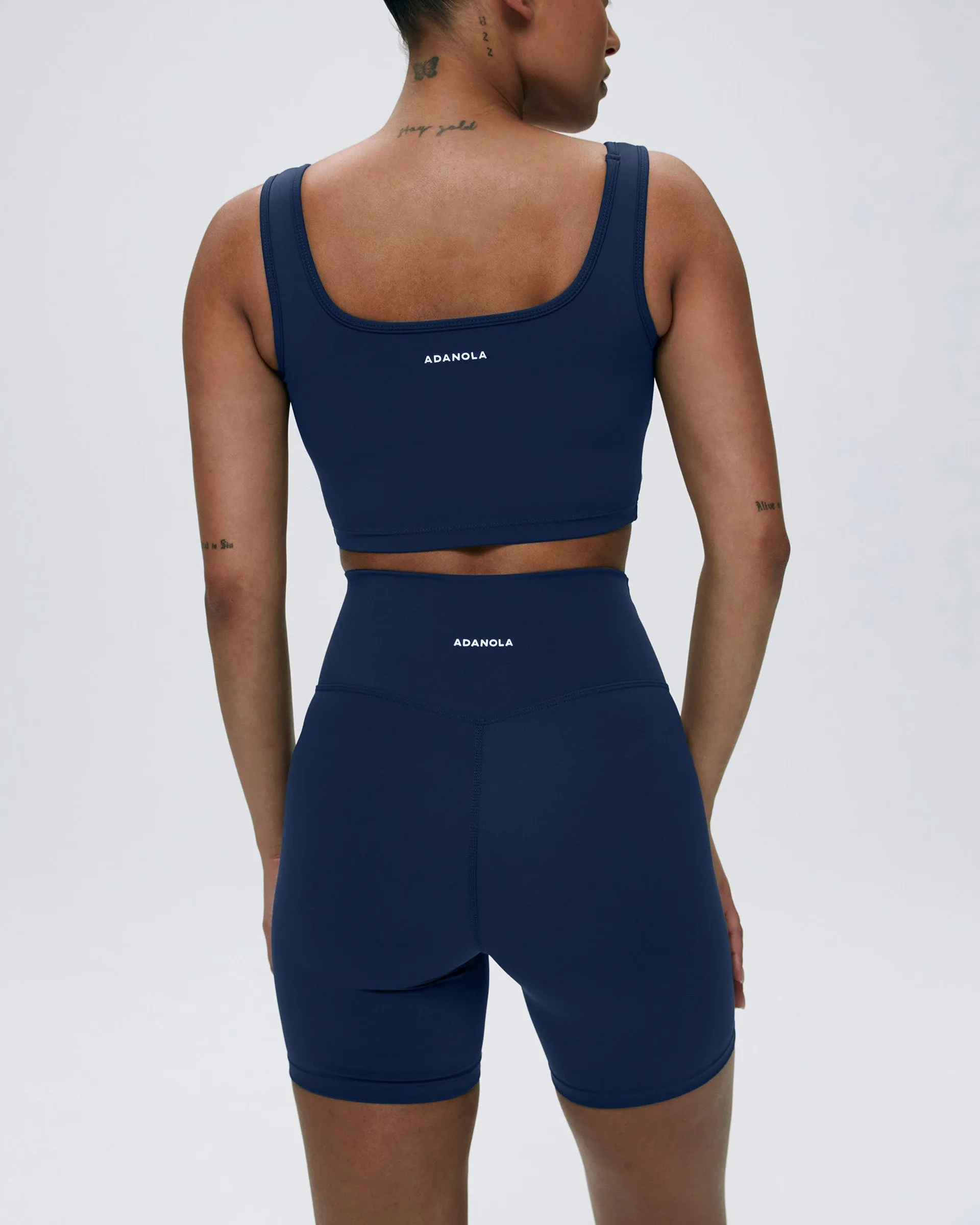 Ultimate Crop Shorts - Navy Blue rooftop party look Gusseted Crotch Design