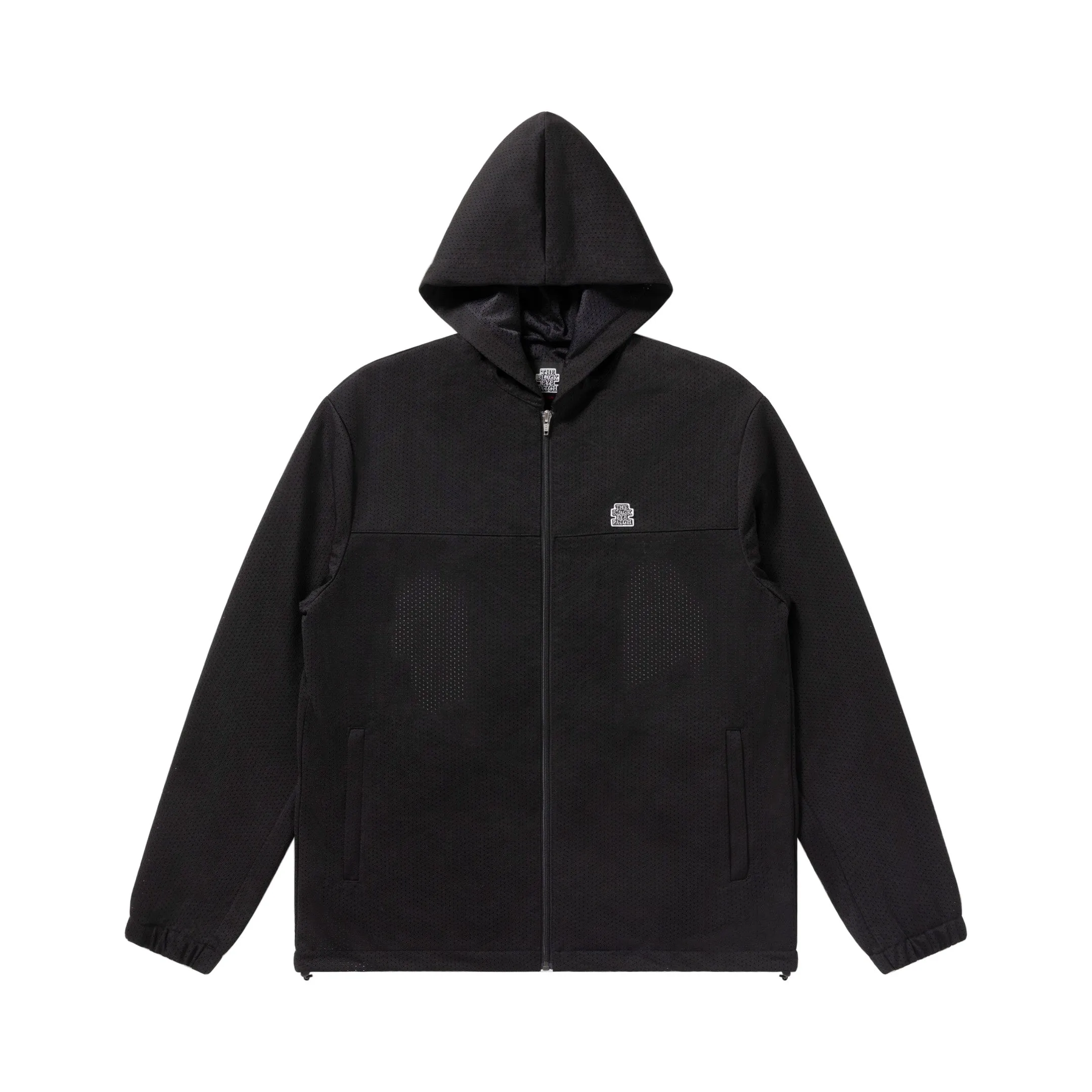 HOODED MESH ZIP HOODIE BLACK Adjustable Belt Lightweight Waterproof Jacket