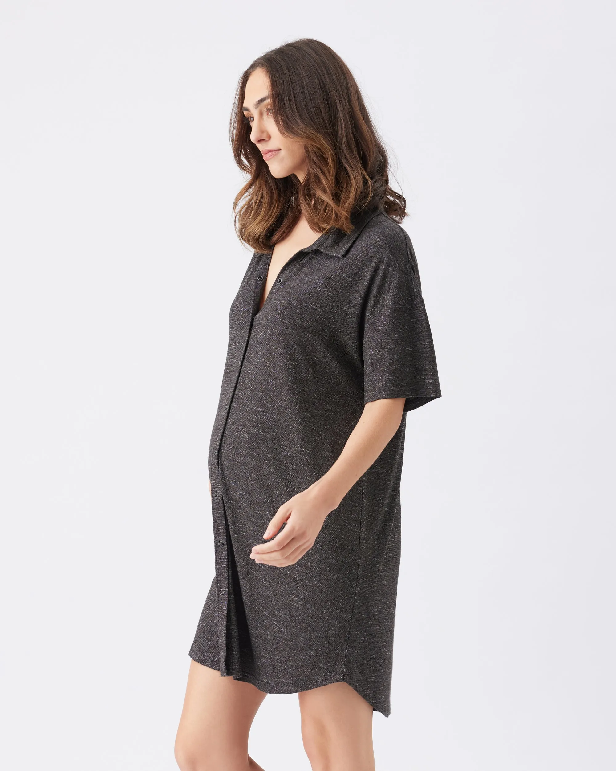 Lace trim Ultra Soft Dreamy Night Shirt Granite