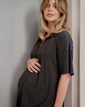 Soft Cotton petite maternity Dreamy Night Shirt Granite