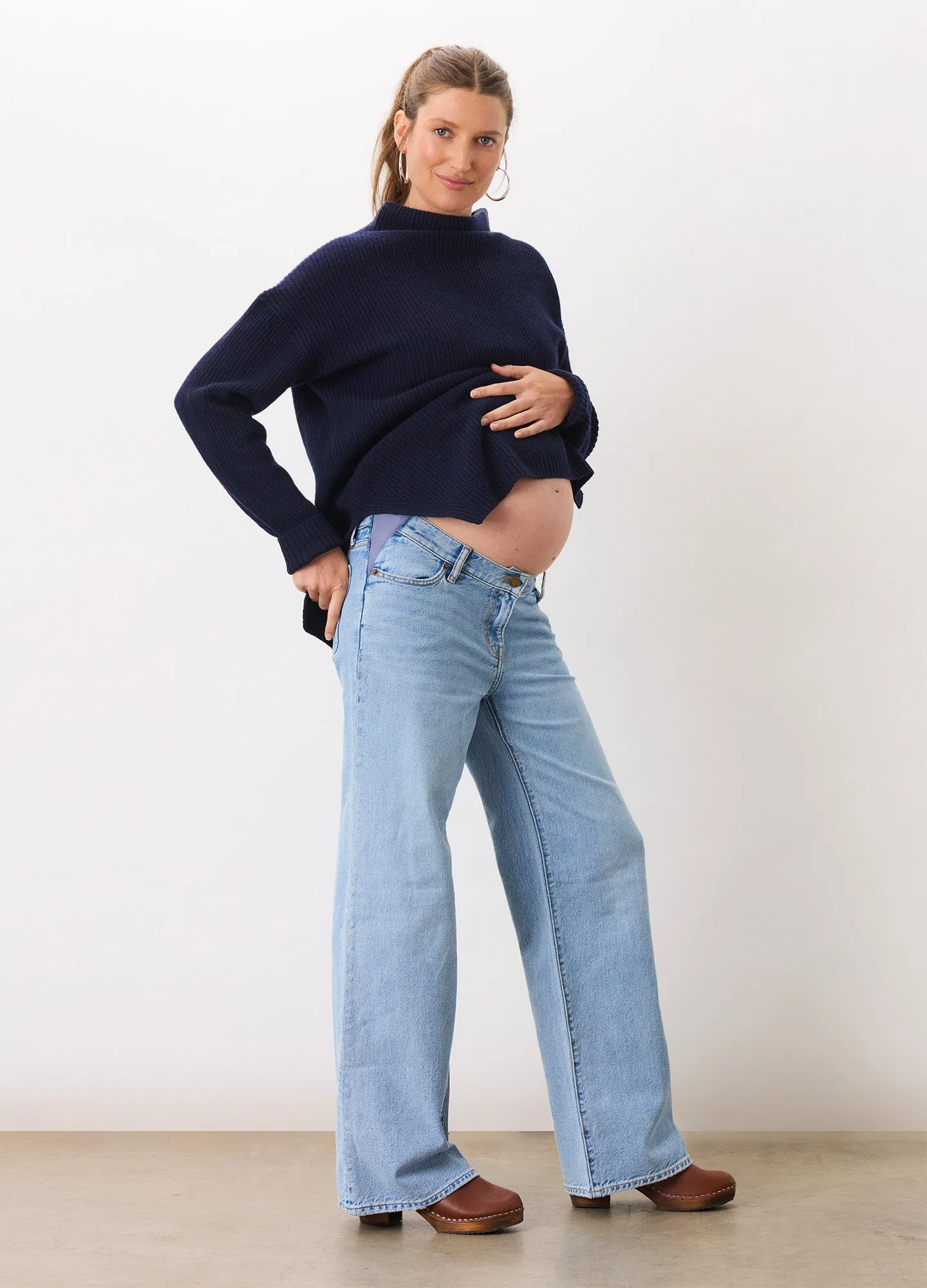 side opening easy nursing The Relaxed Wide Leg Maternity Jean