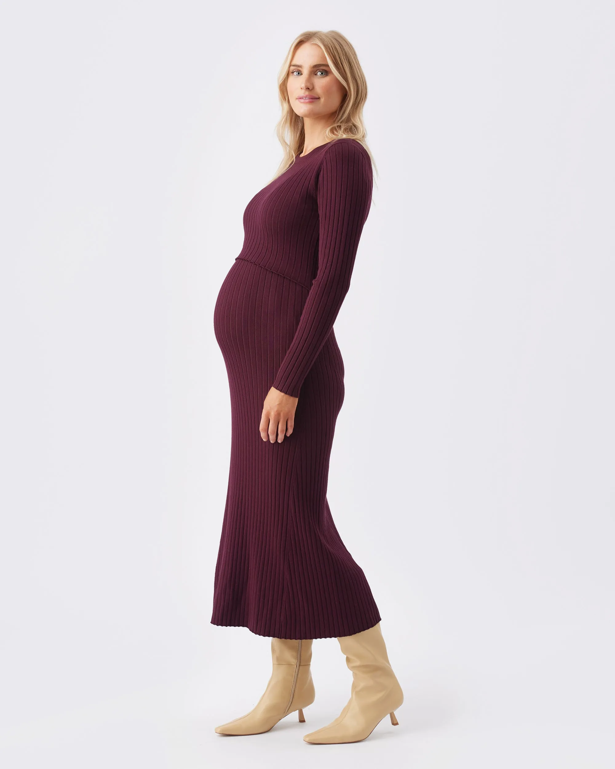 Eden Knit Nursing Dress  Maroon discreet feeding all body types