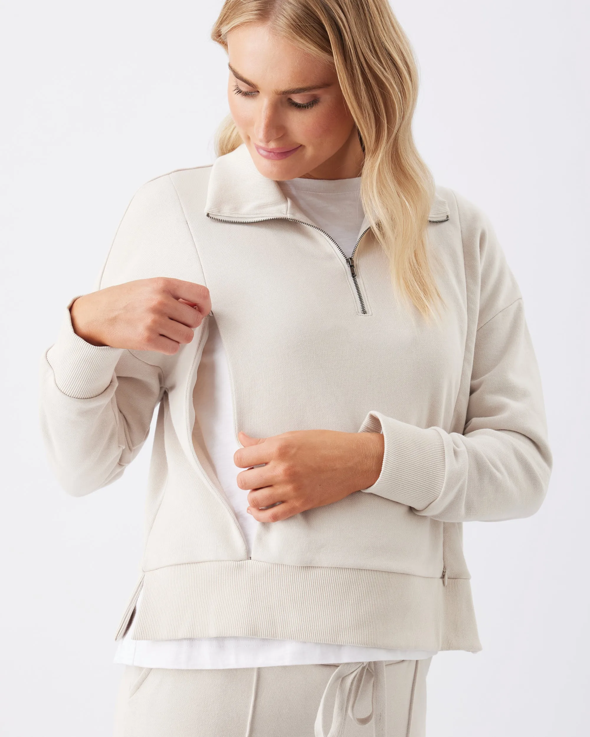 Terry Nursing Sweat Chalk maternity lounge