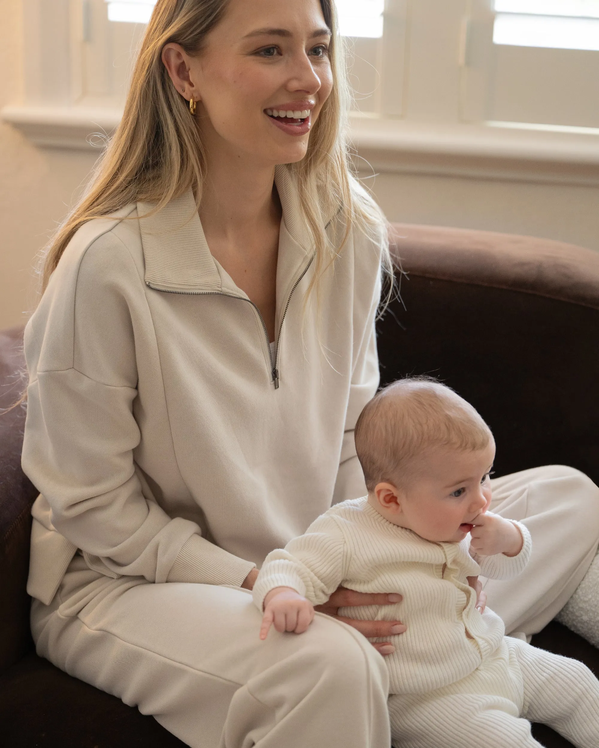 growing family Ankle length Terry Nursing Sweat Chalk