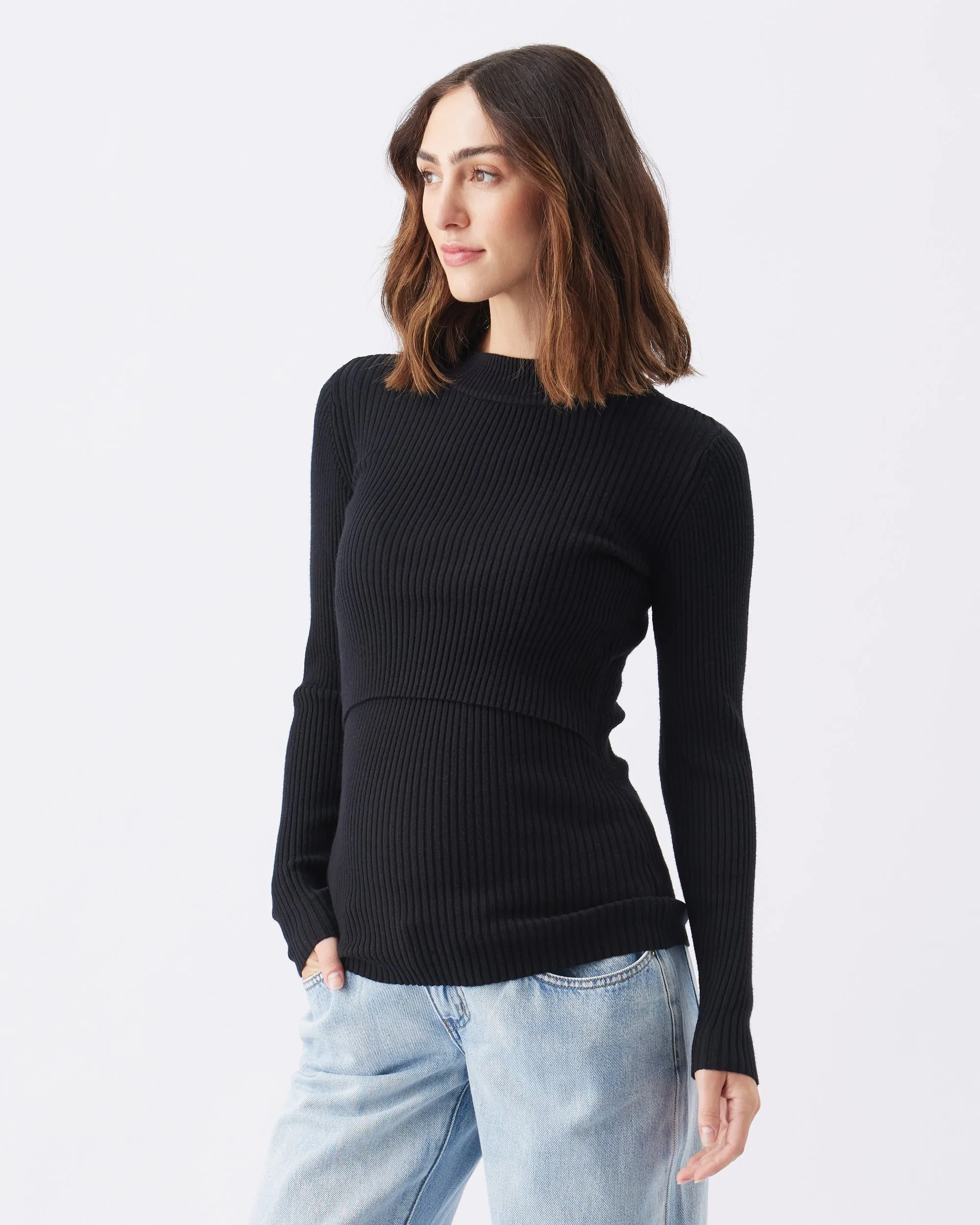 Lift Up Nursing Knit  Black gentle pressure