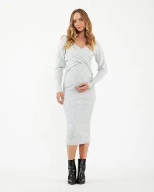 stylish mom Heidi Nursing Knit Dress  Snow Marle