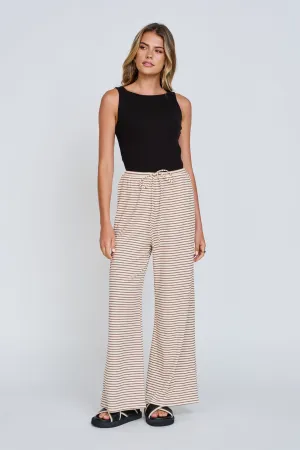Empire Waist pregnancy style Ivy 2.0 Stripe Wide Leg Pants - Cream / Tan