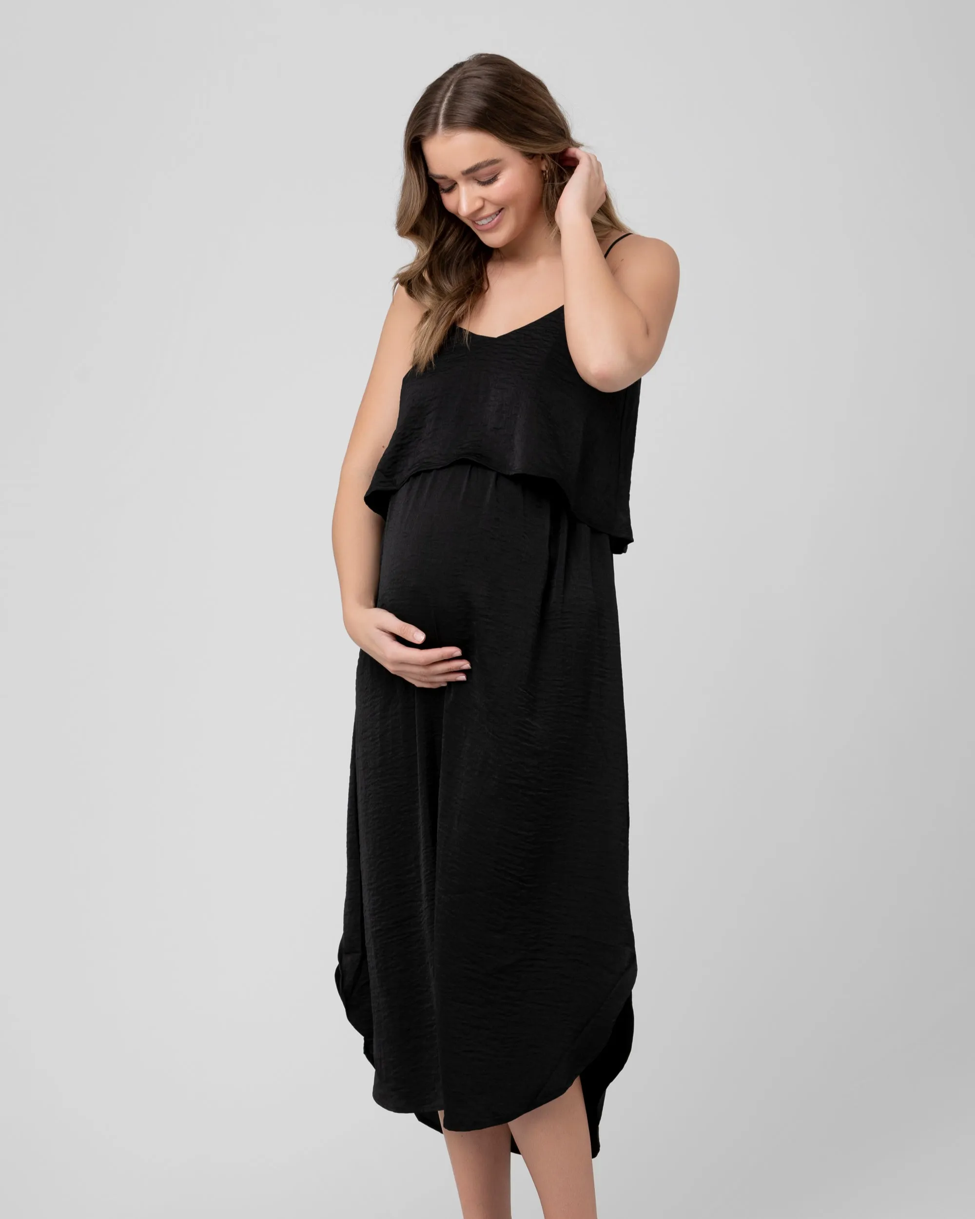 Stain Resistant Nursing Slip Dress Black