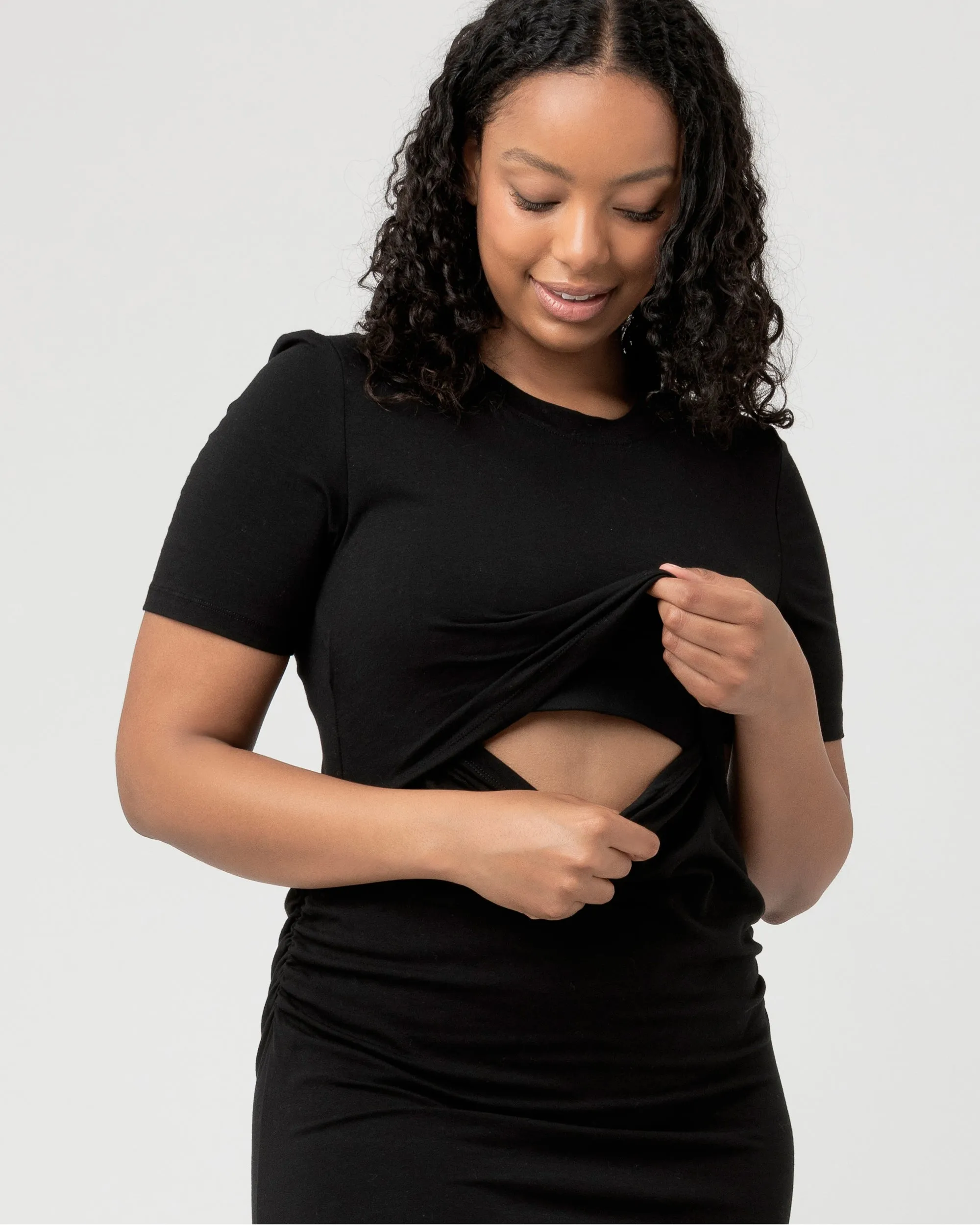 Office Wear breastfeeding friendly Organic Nursing Dress Black