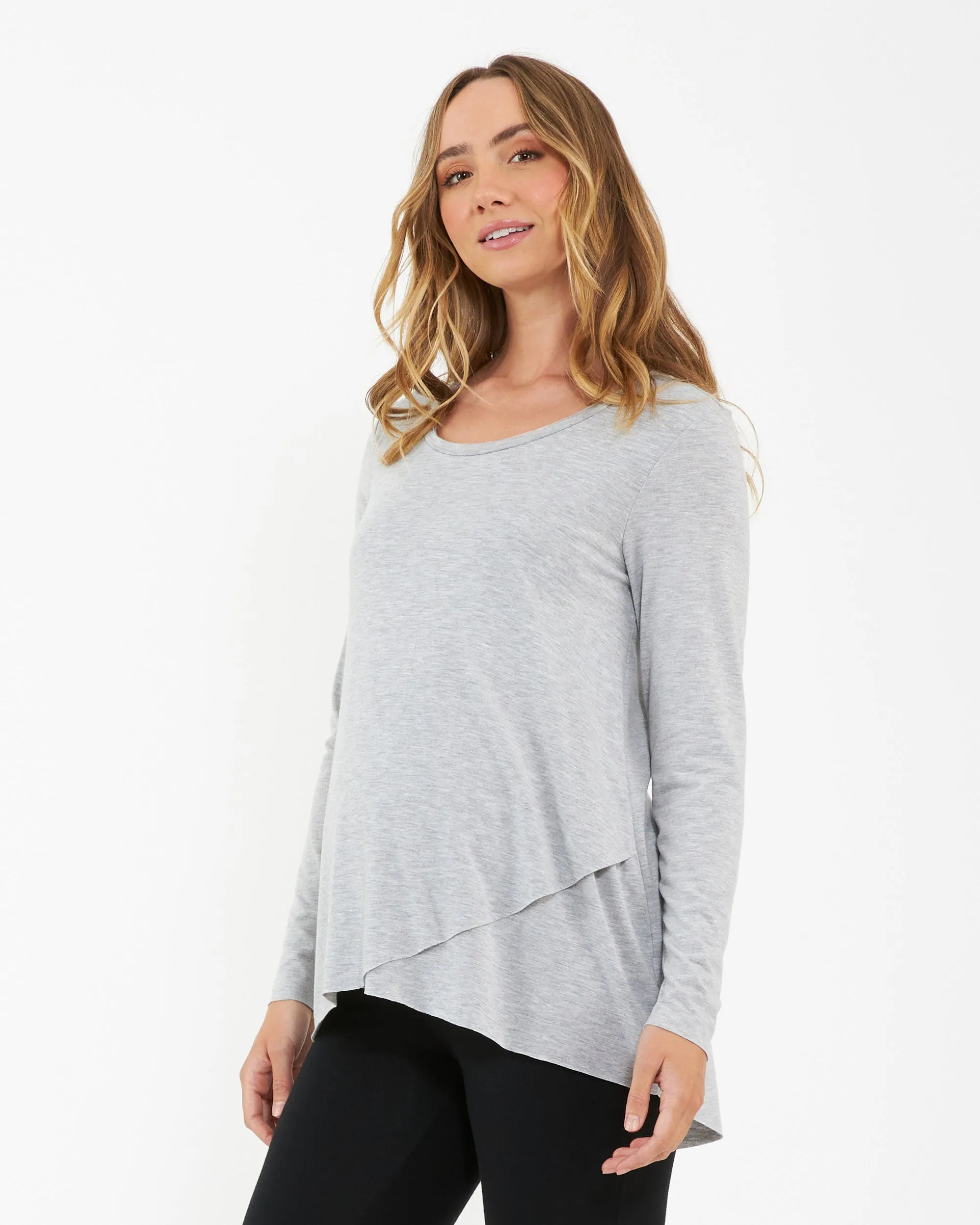 Nightwear Raw Edge Nursing Top Silver Marle